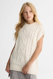 Débardeur en tricot col rond – Ado fille && BLANC CASSÉ