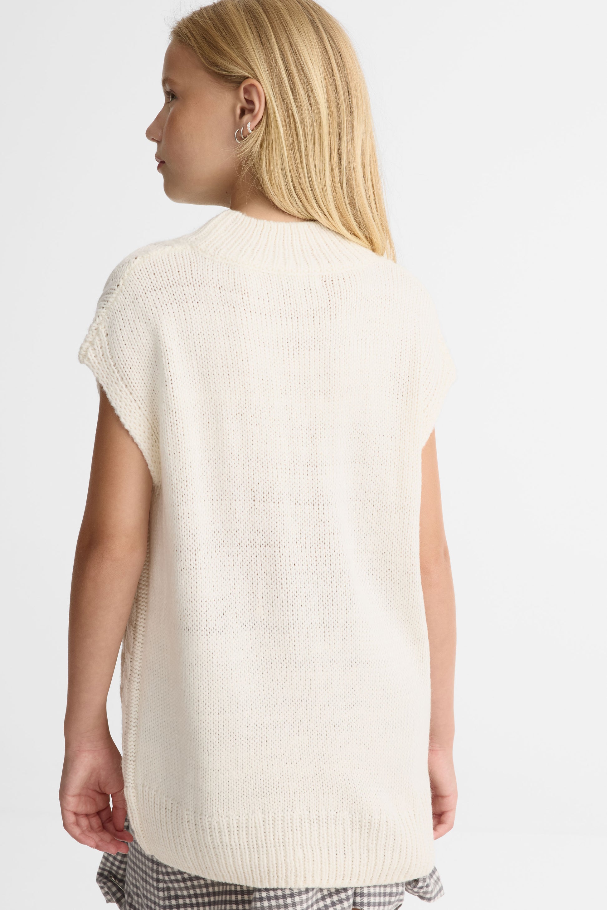Débardeur en tricot col rond – Ado fille && BLANC CASSÉ