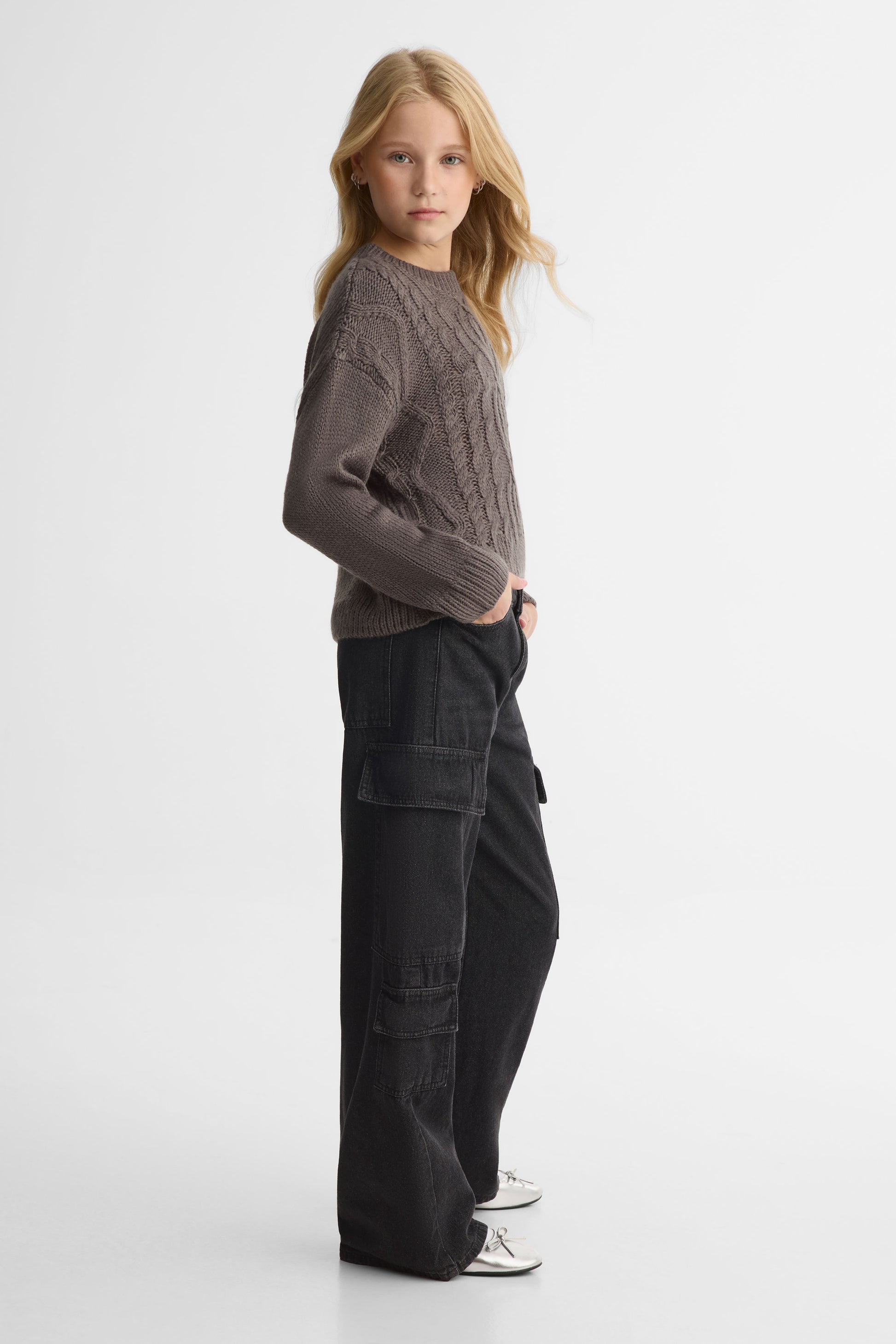Chandail tricot manches longues – Ado fille && CHARBON
