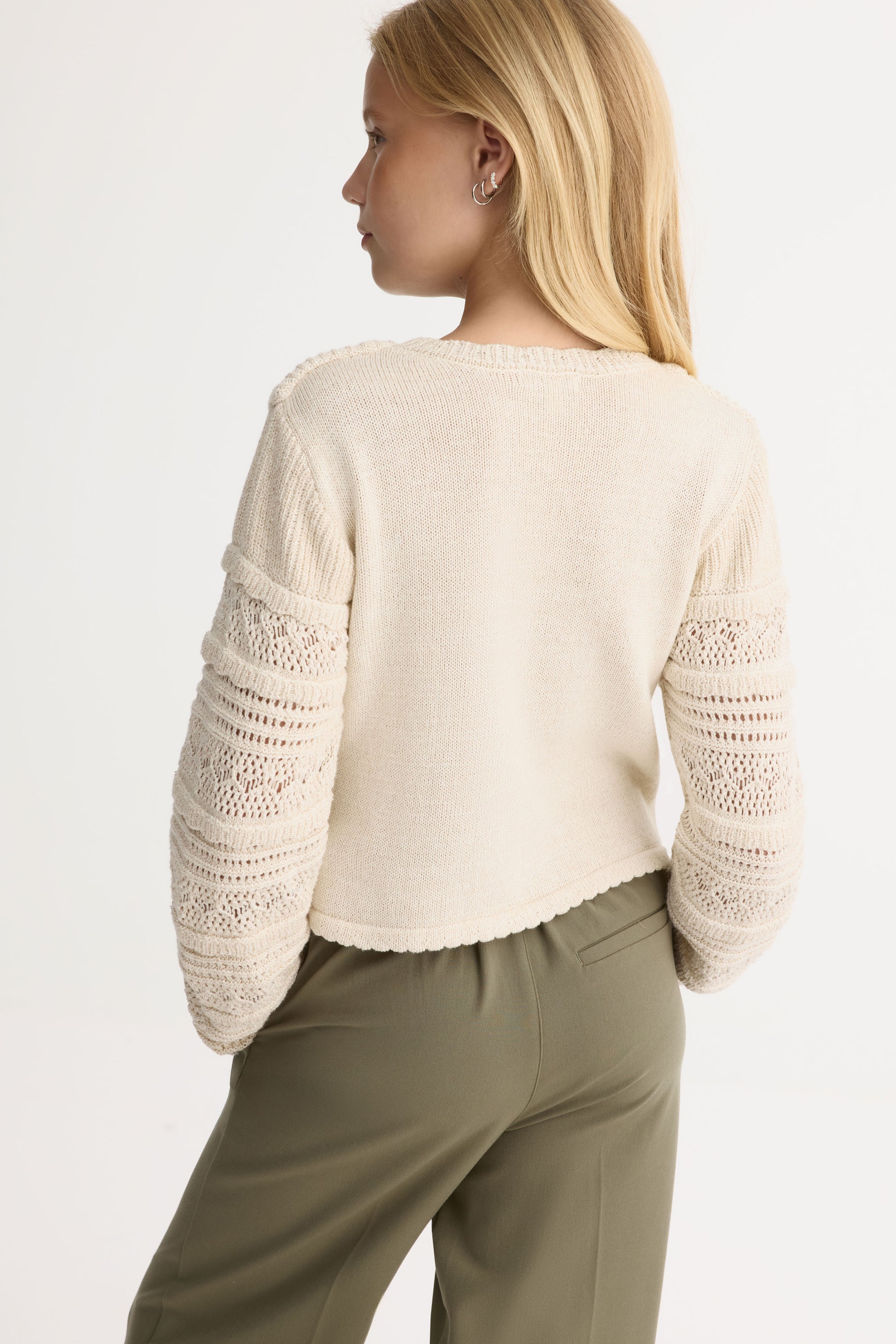 Chandail en tricot col rond – Ado fille && BLANC CASSÉ