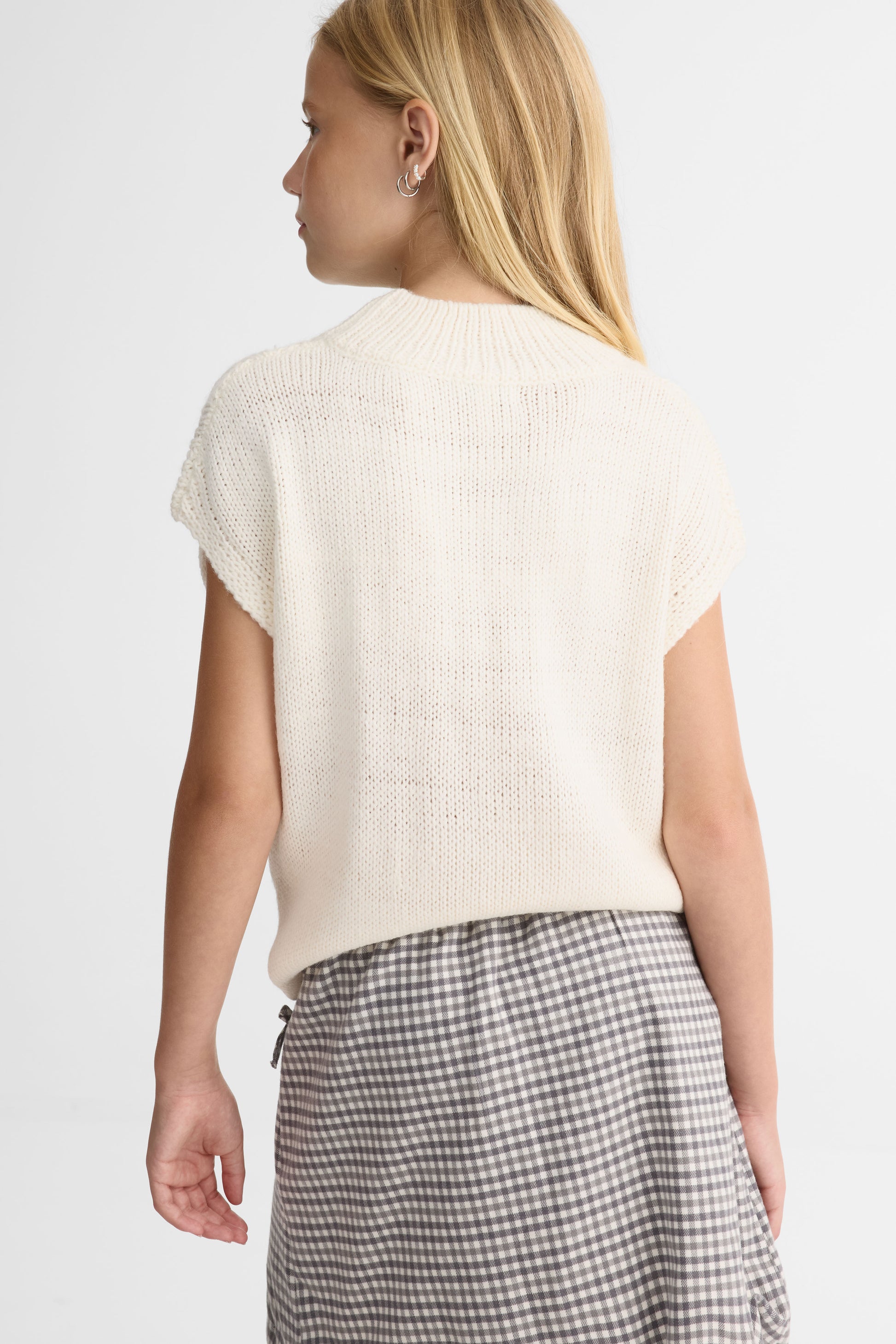 Jupe courte à plis en tweed - Ado fille && BLANC CASSÉ/MULTI