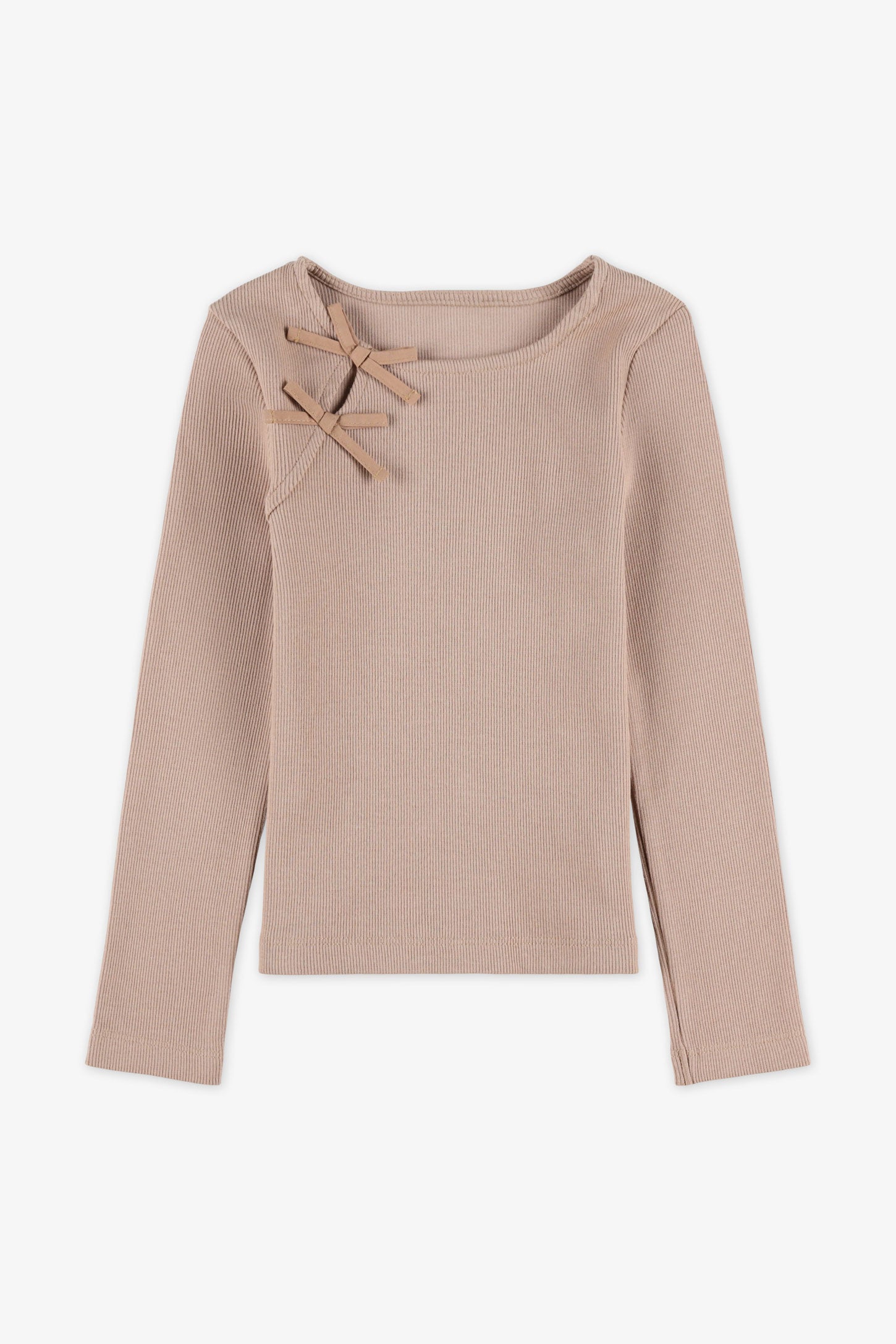 Chandail léger ajusté à manches longues - Enfant fille && TAUPE