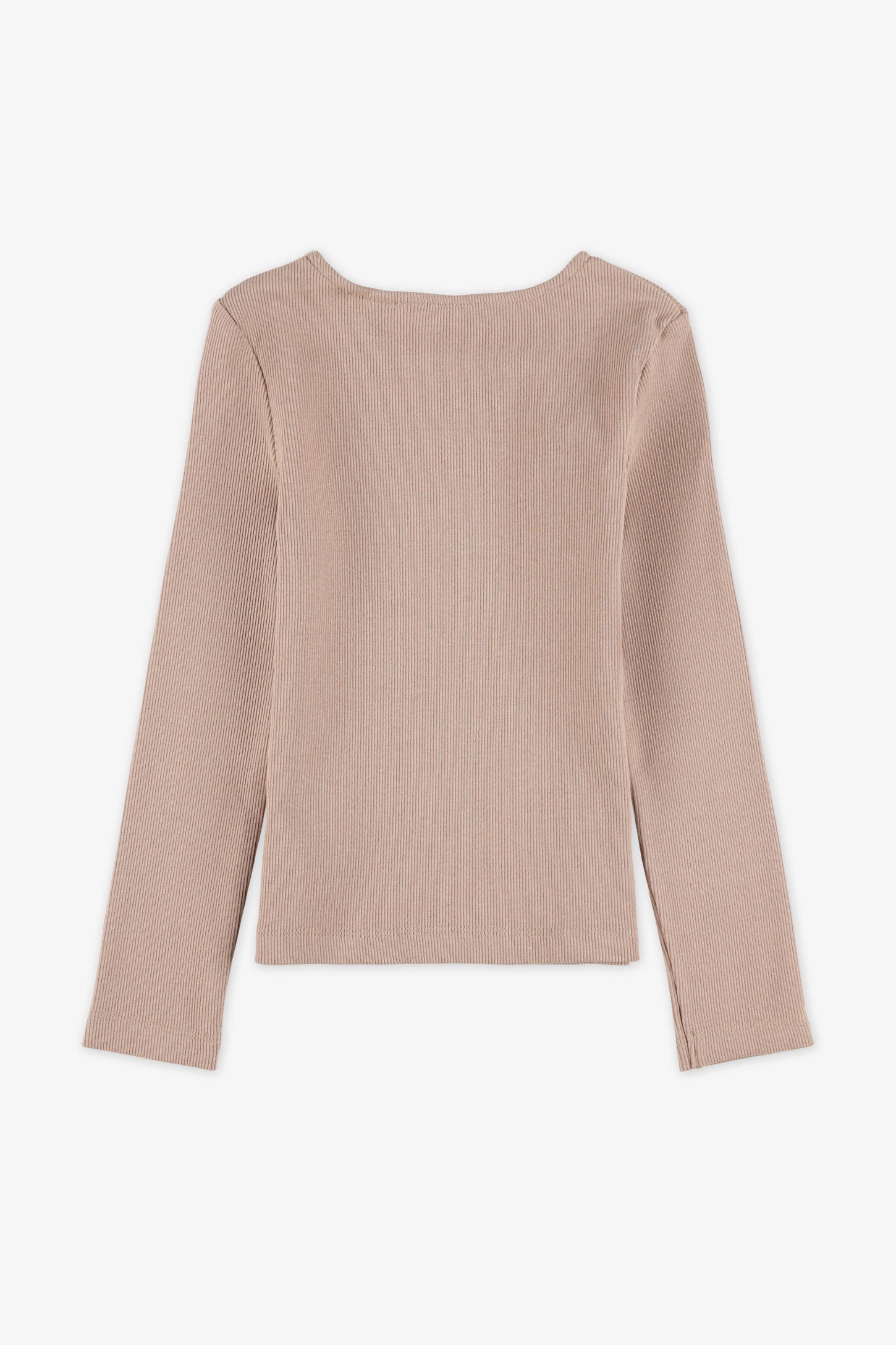 Chandail léger ajusté à manches longues - Enfant fille && TAUPE