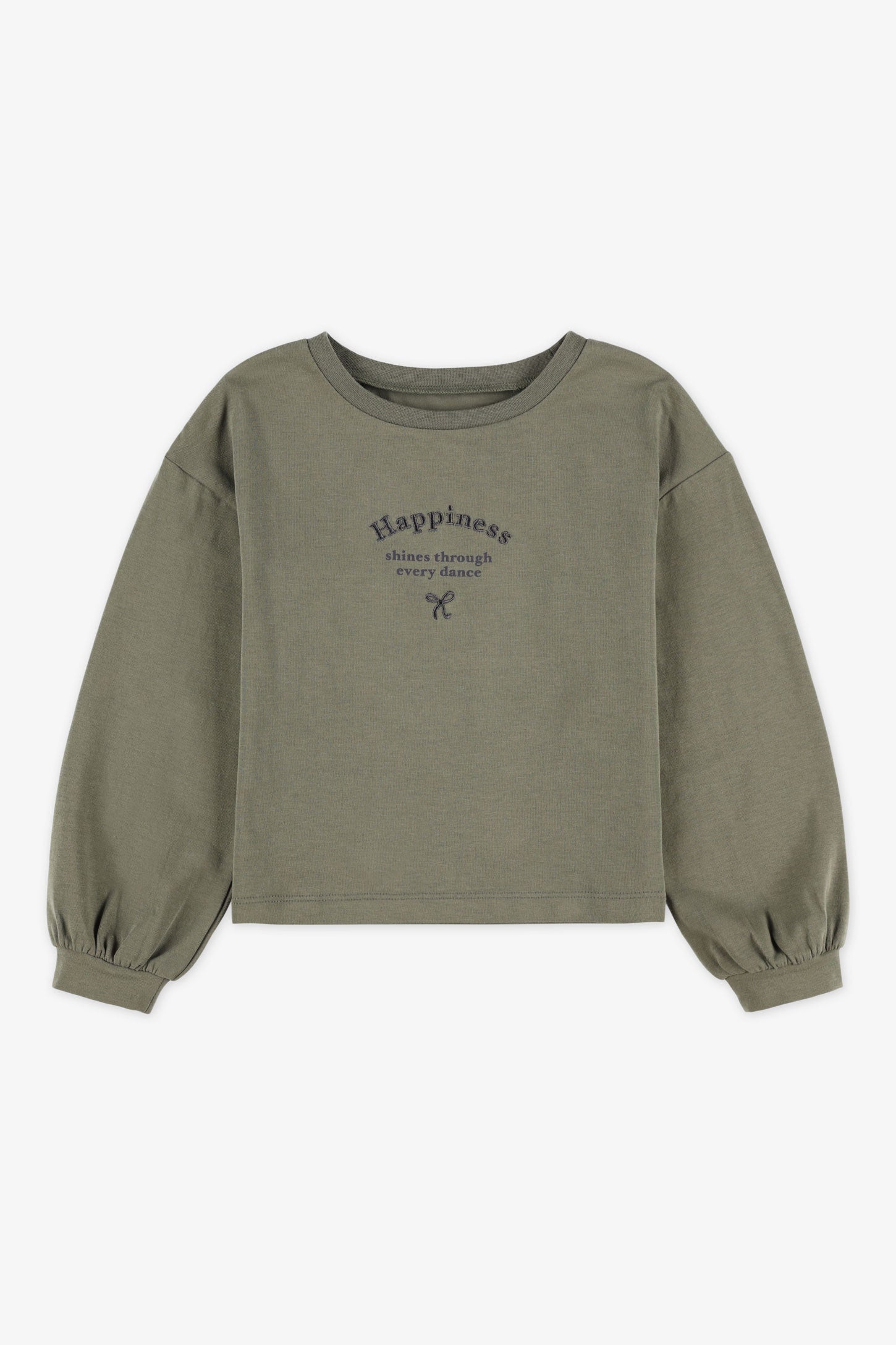 Chandail léger manches longues graphique - Enfant fille && KAKI