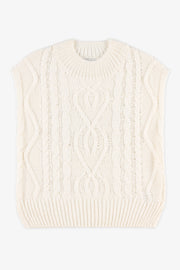 Débardeur en tricot avec détails en câble - Enfant fille && BLANC CASSÉ