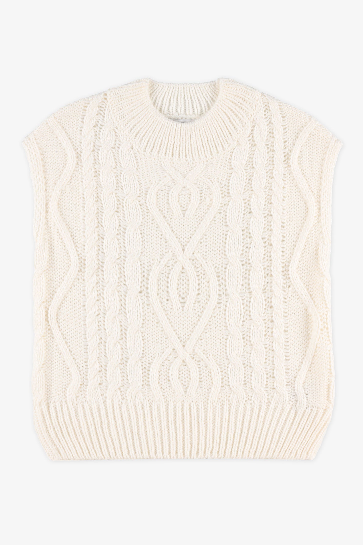 Débardeur en tricot avec détails en câble - Enfant fille && BLANC CASSÉ