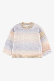 Chandail tricot manches longues à rayures - Enfant fille && ROSE MULTI