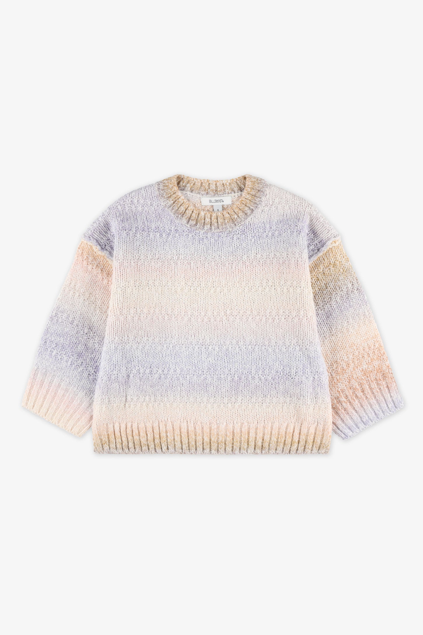 Chandail tricot manches longues à rayures - Enfant fille && ROSE MULTI