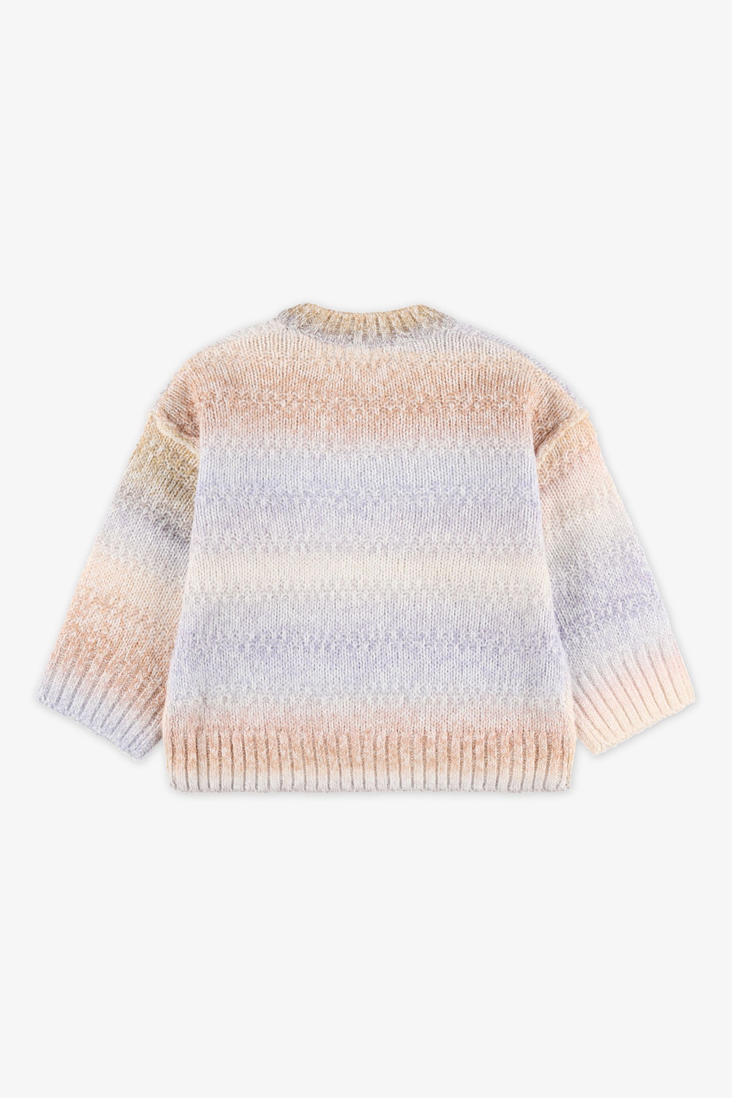 Chandail tricot manches longues à rayures - Enfant fille && ROSE MULTI