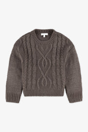Chandail tricot manches longues col rond - Enfant fille && CHARBON
