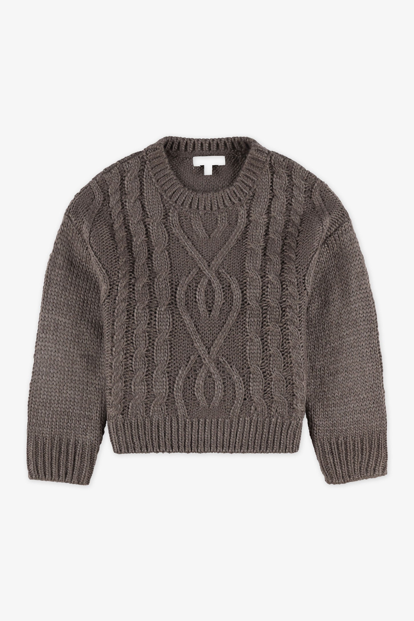 Chandail tricot manches longues col rond - Enfant fille && CHARBON