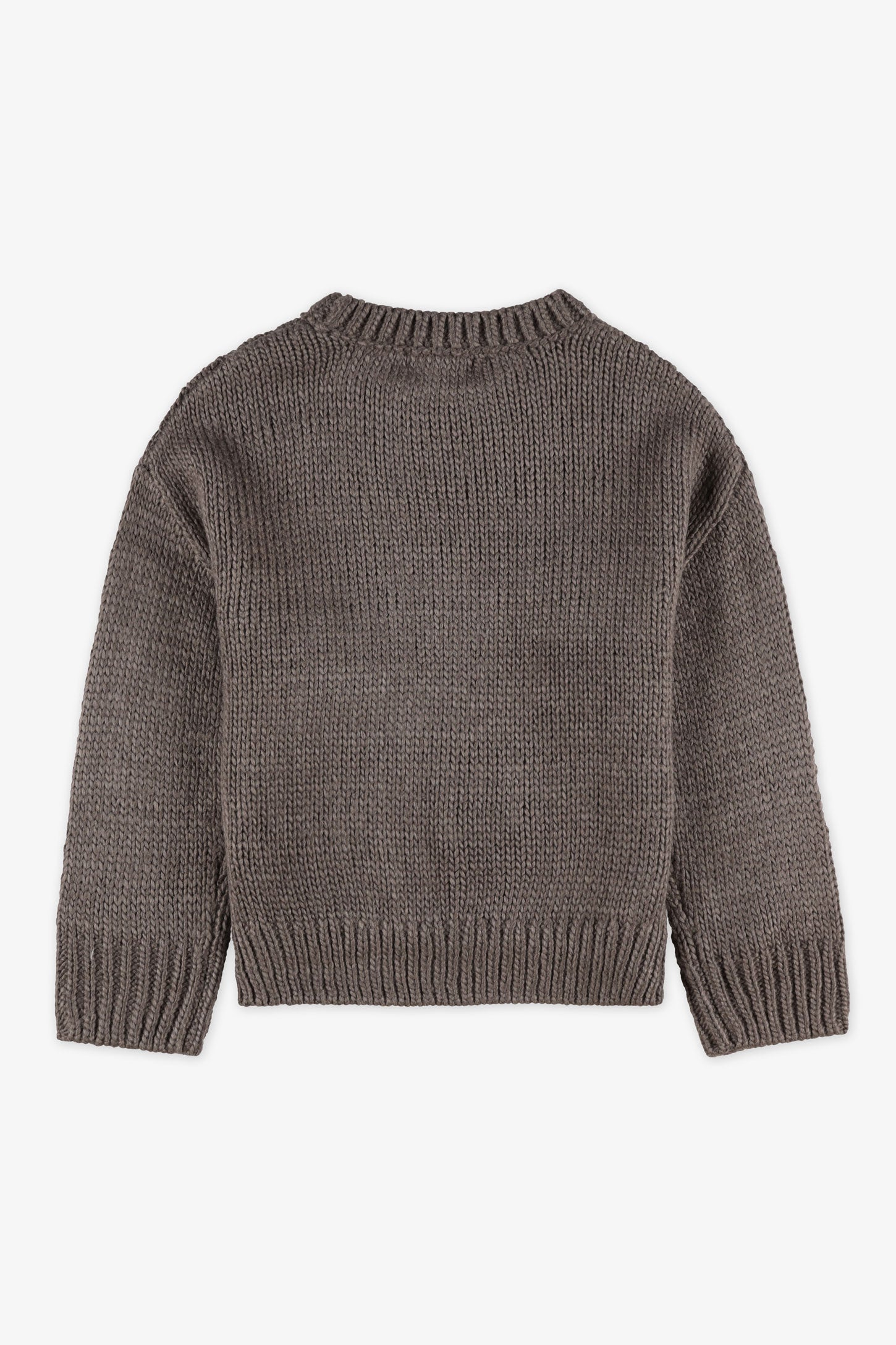 Chandail tricot manches longues col rond - Enfant fille && CHARBON