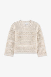 Chandail tricot manches longues - Enfant fille && BLANC CASSÉ