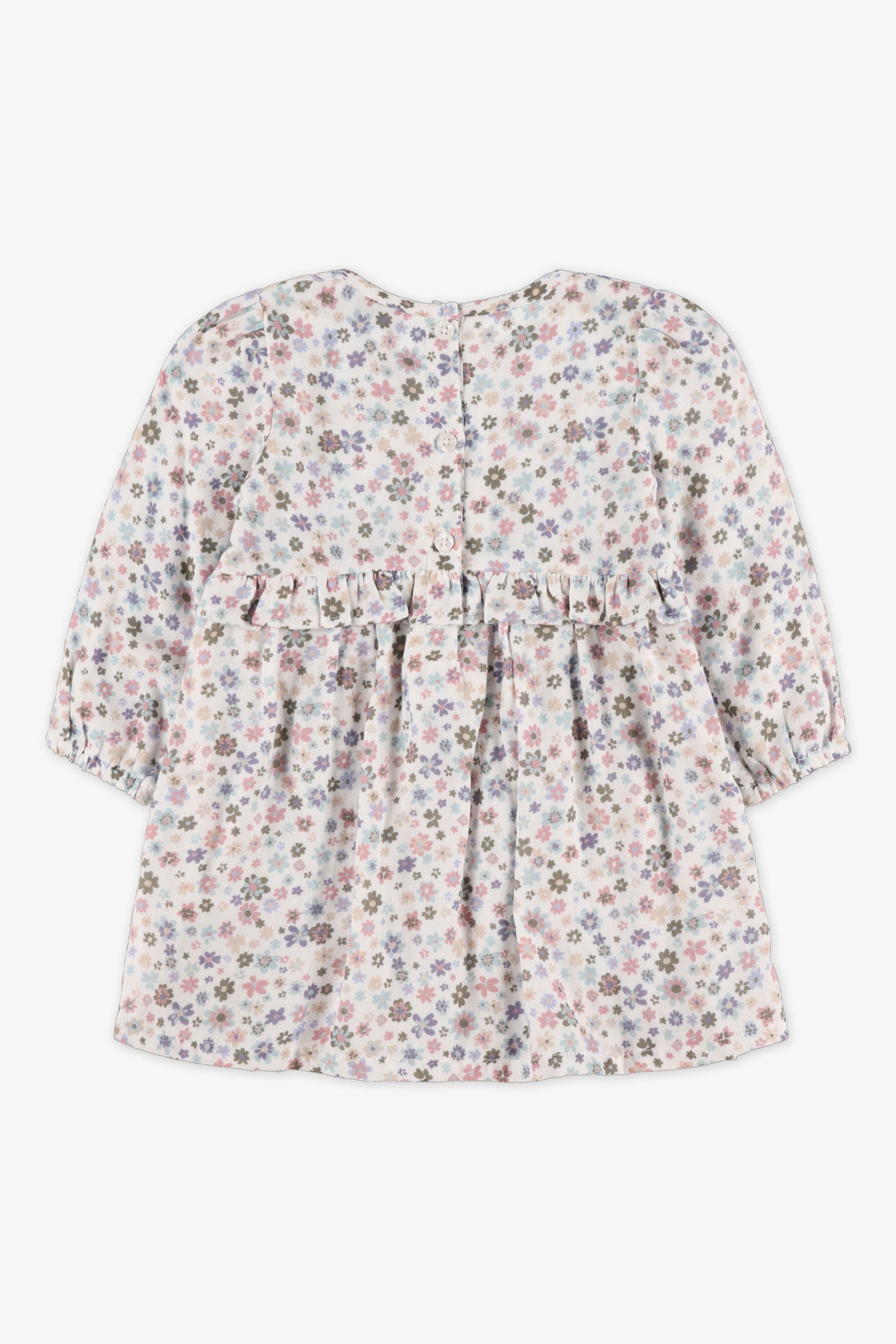 Robe manches longues à motifs - Enfant fille && BLANC CASSÉ/MULTI