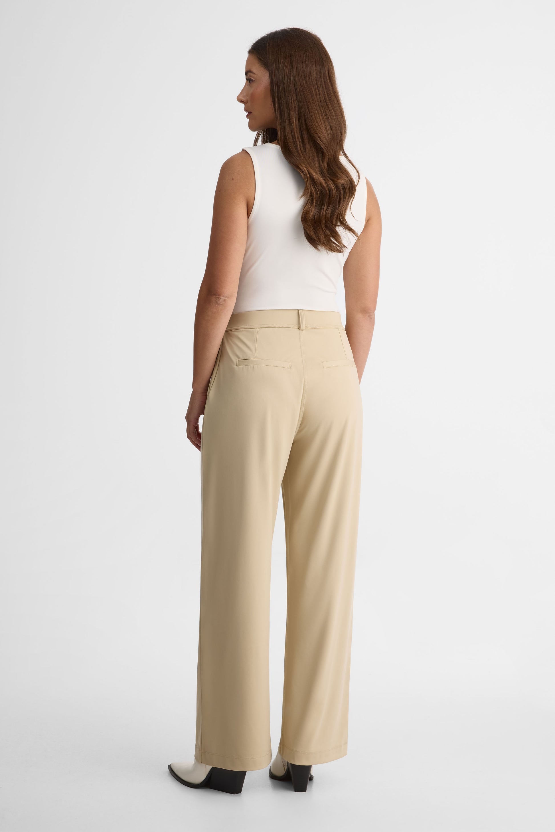 Pantalon large pull-on avec poches – Femme && BEIGE