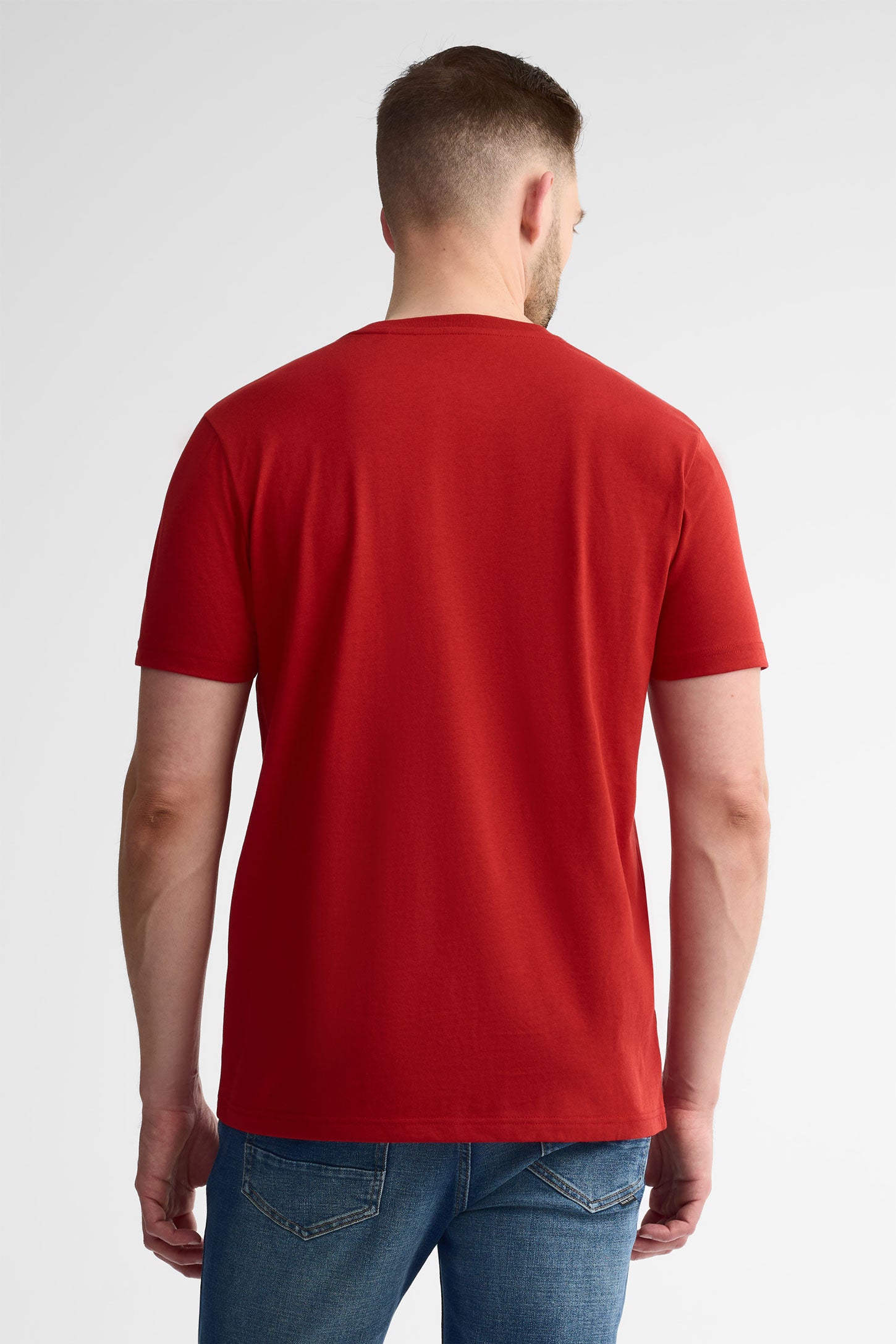 T-shirt basic col rond en jersey coton 3/25$ - Homme && ROUGE