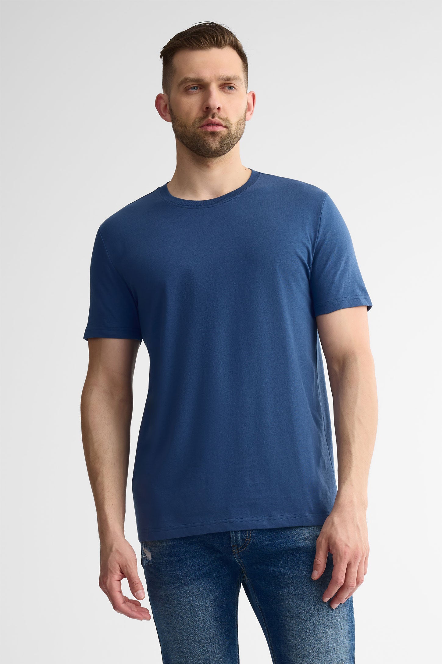 T-shirt basic col rond en jersey coton 3/25$ - Homme && DENIM