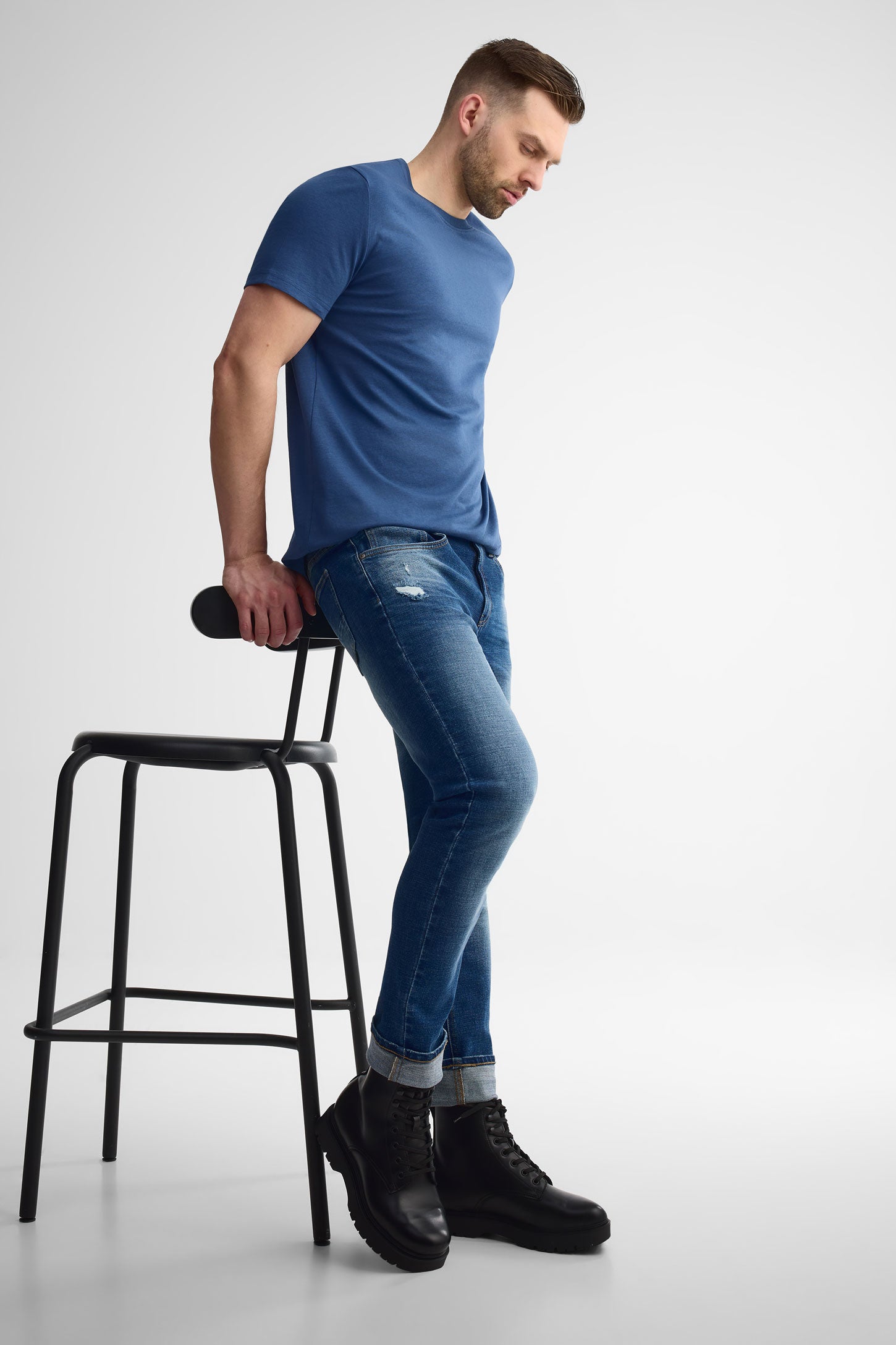 T-shirt basic col rond en jersey coton 3/25$ - Homme && DENIM