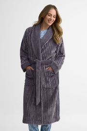 Robe de chambre col châle - Femme && GRIS