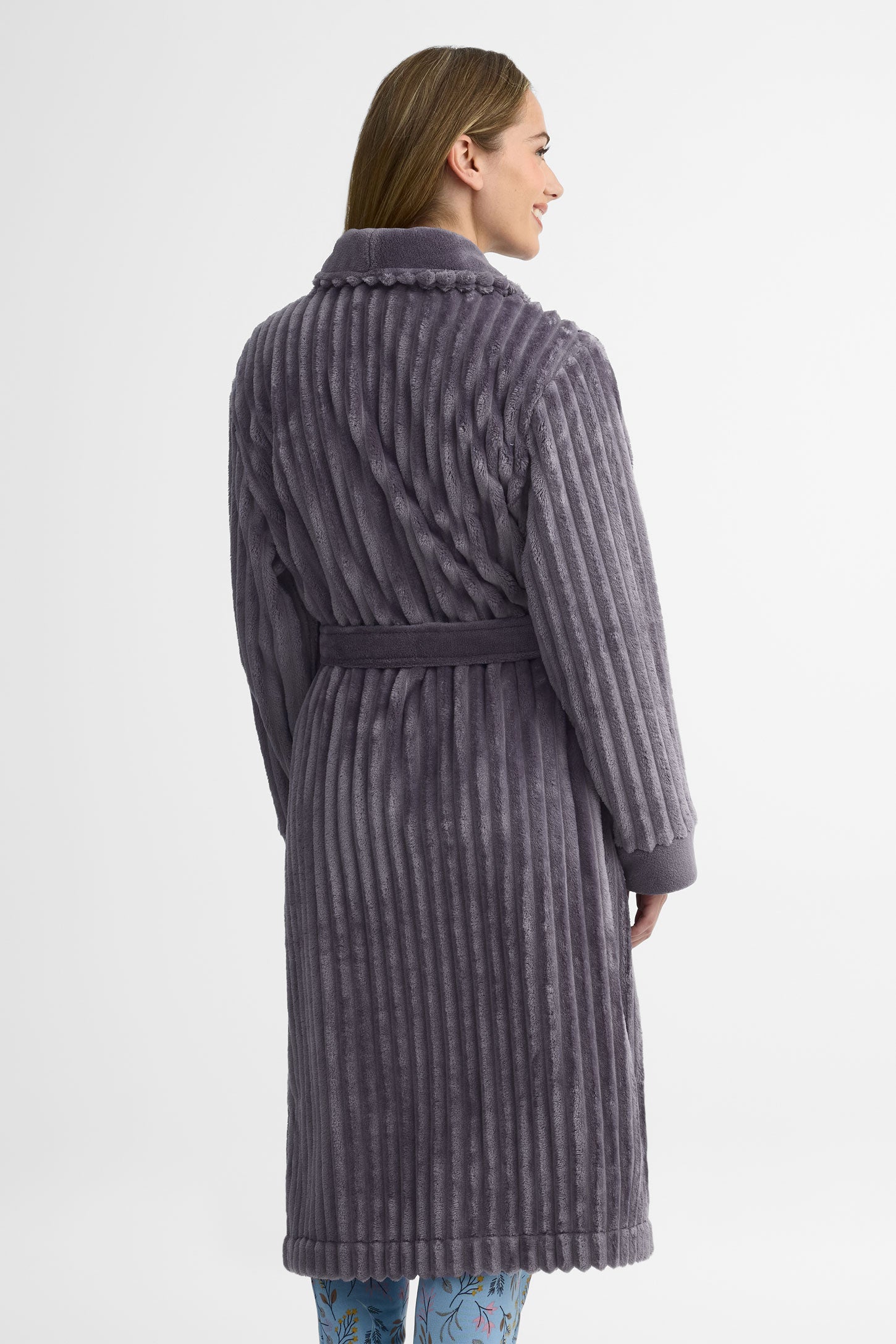 Robe de chambre col châle - Femme && GRIS