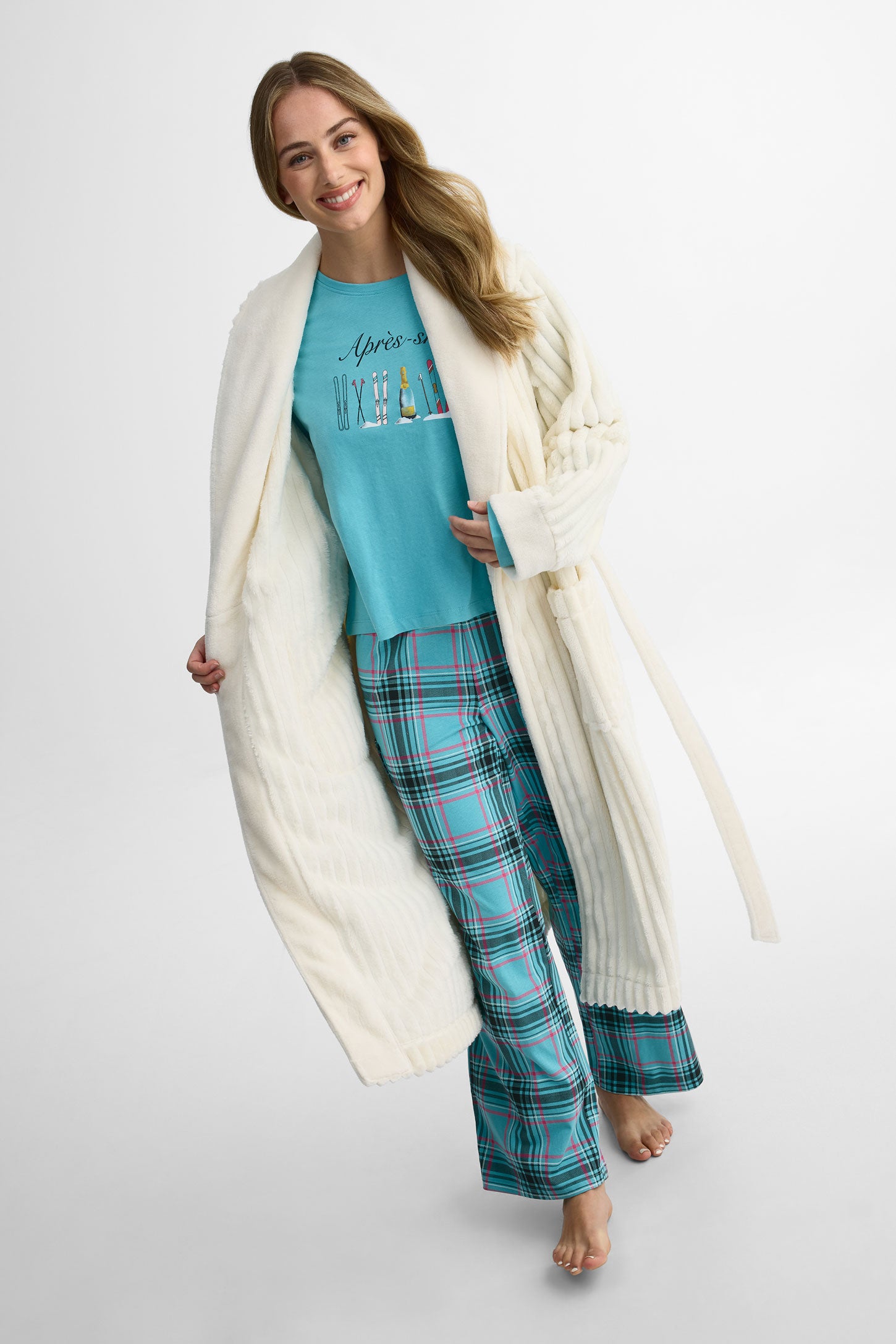 Robe de chambre col châle - Femme && BLANC CASSÉ