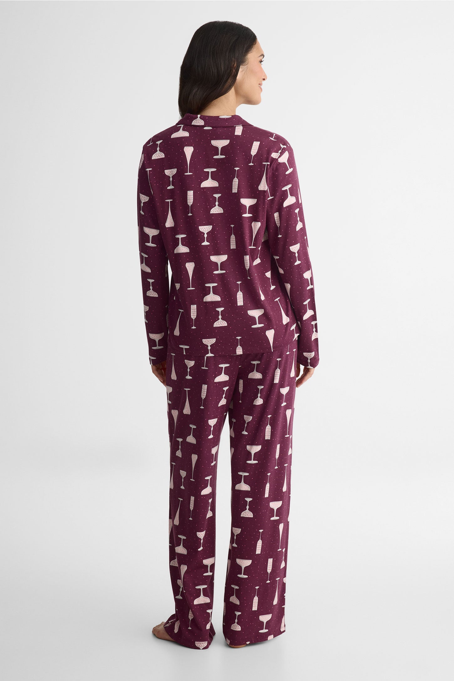 Ensemble pyjama, col chemisier – Femme && BOURGOGNE MULTI