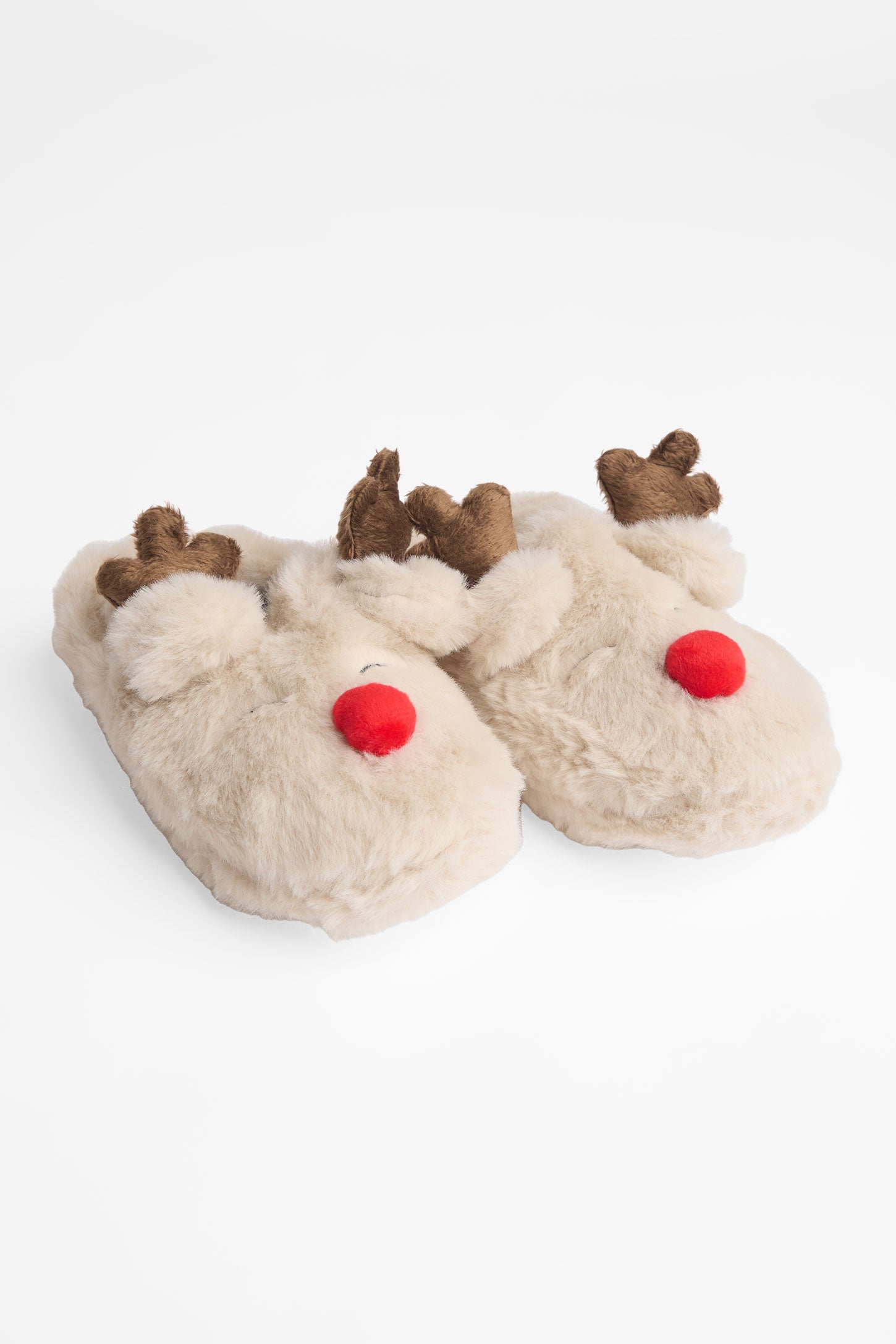 Pantoufles fermées en plush à carreaux - Enfant fille && BEIGE