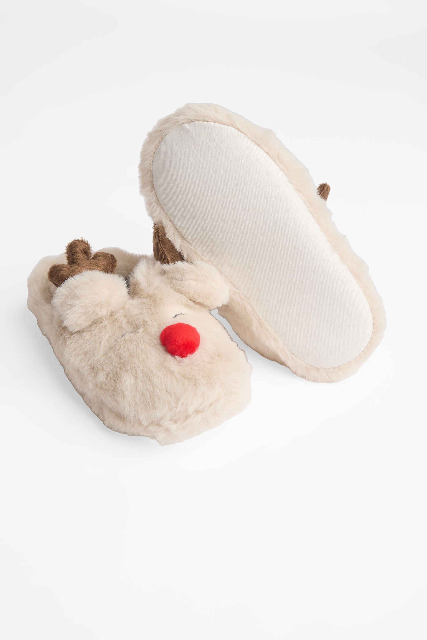 Pantoufles fermées en plush à carreaux - Enfant fille && BEIGE