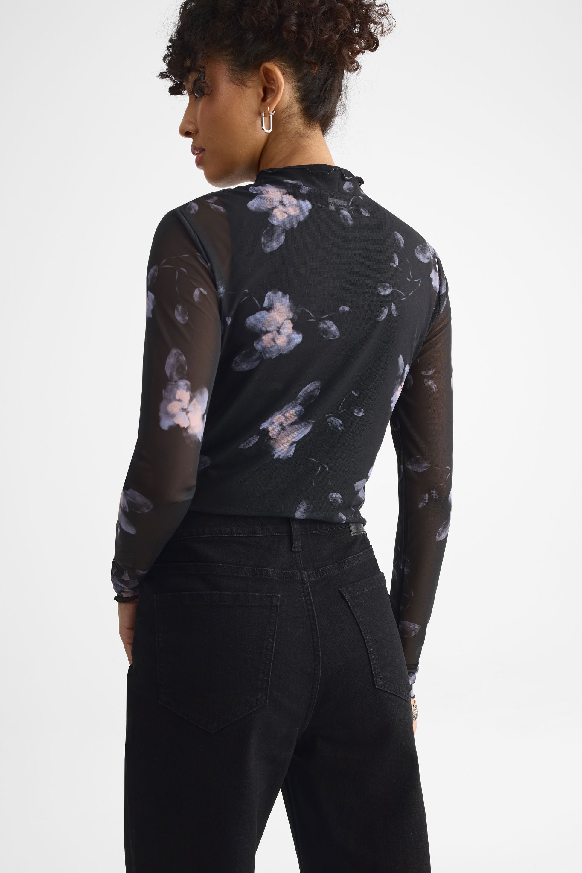 Jeans taille haute coupe large – Femme && NOIR