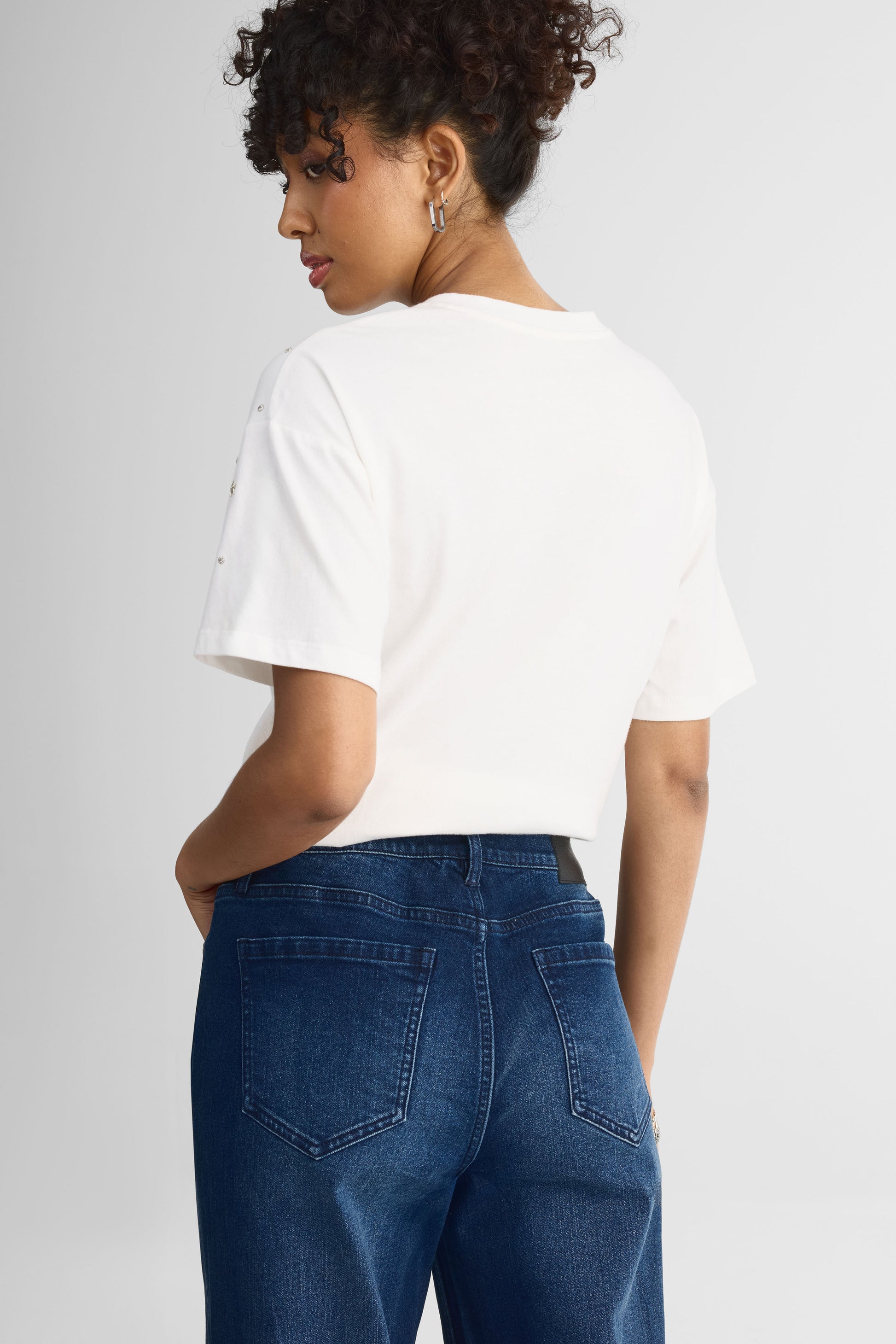 Jeans taille haute jambe large – Femme && DENIM FONCE