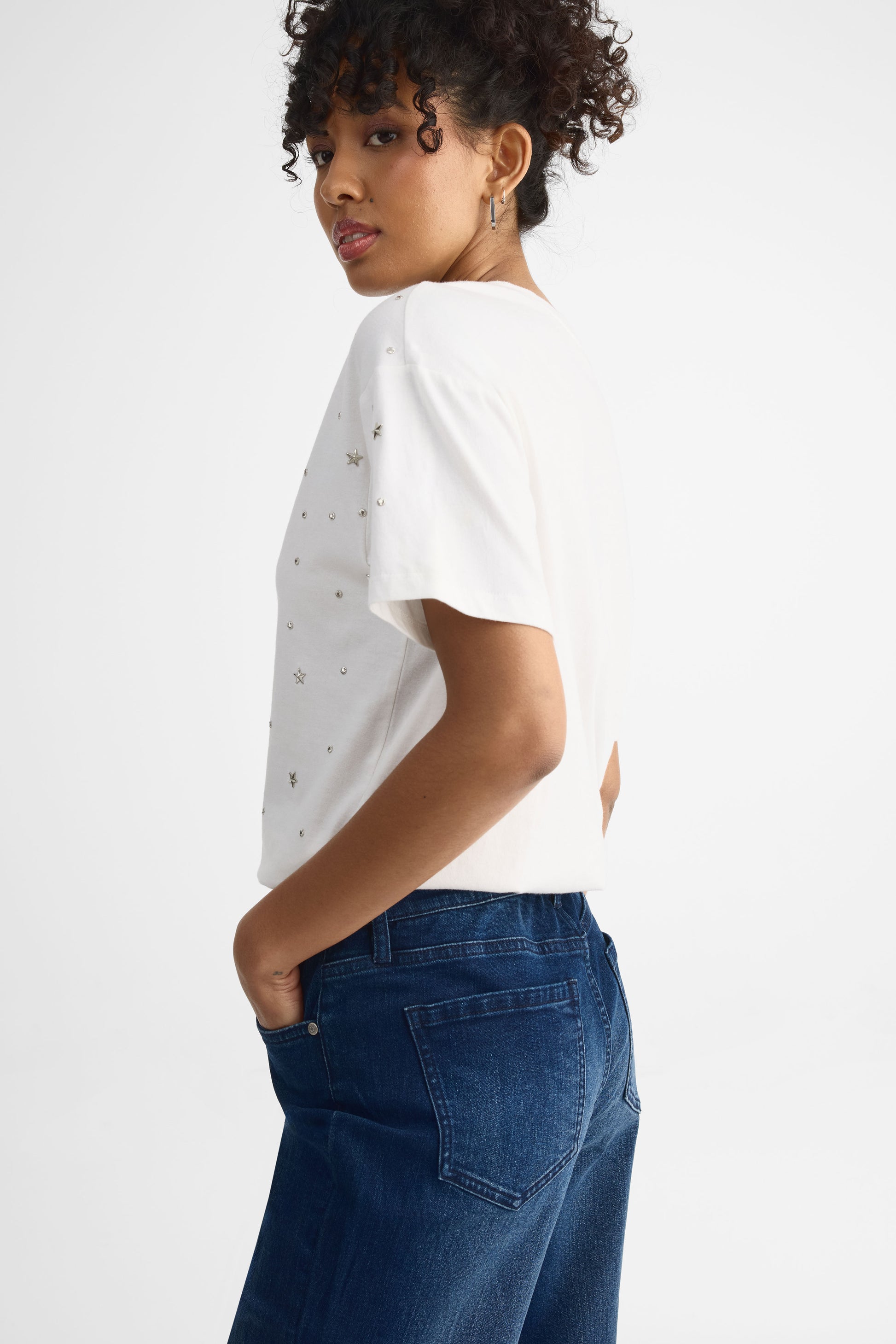 Jeans taille haute jambe large – Femme && DENIM FONCE