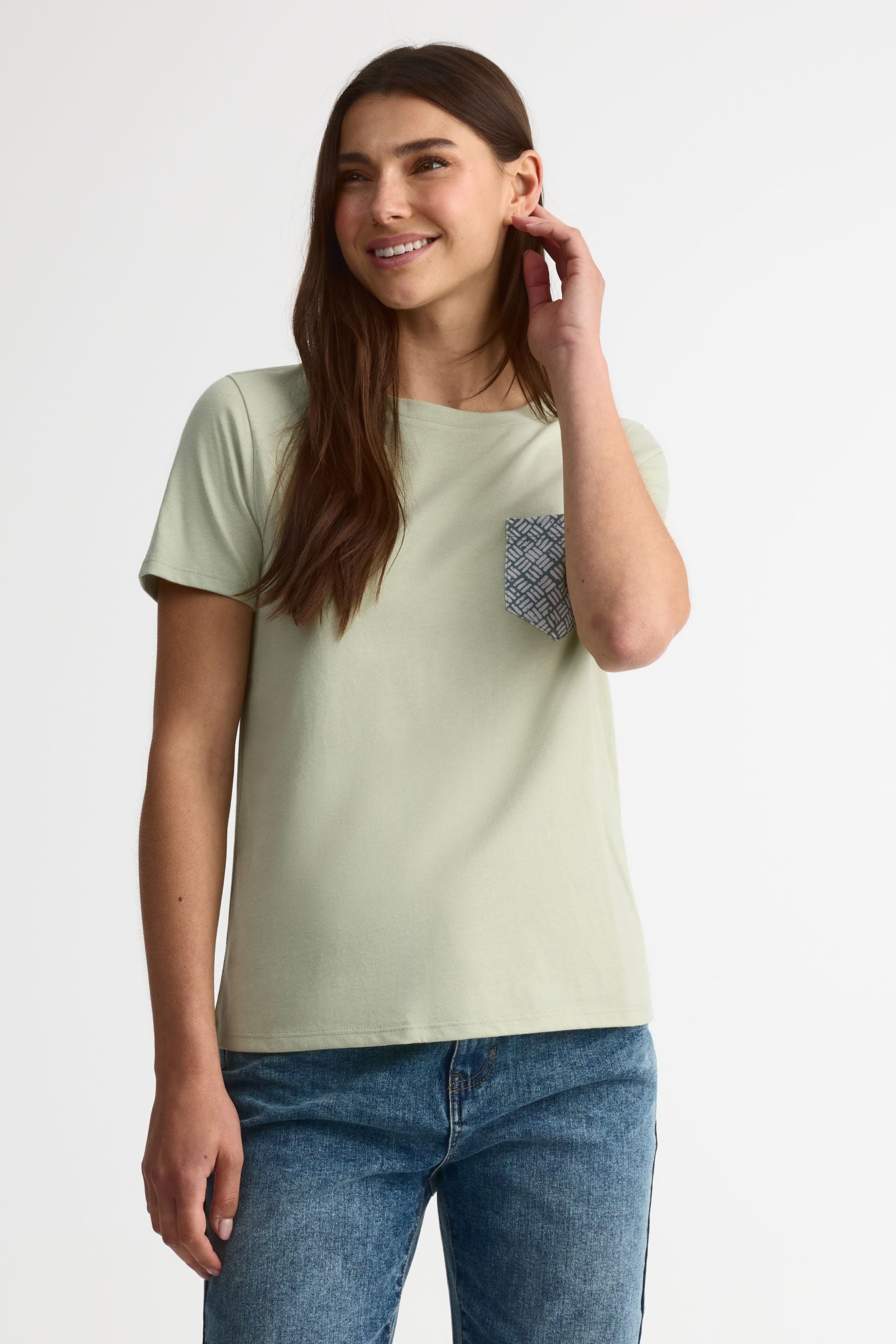 Chandail manches courtes en jersey coton 2/30$ - Femme && VERT PALE