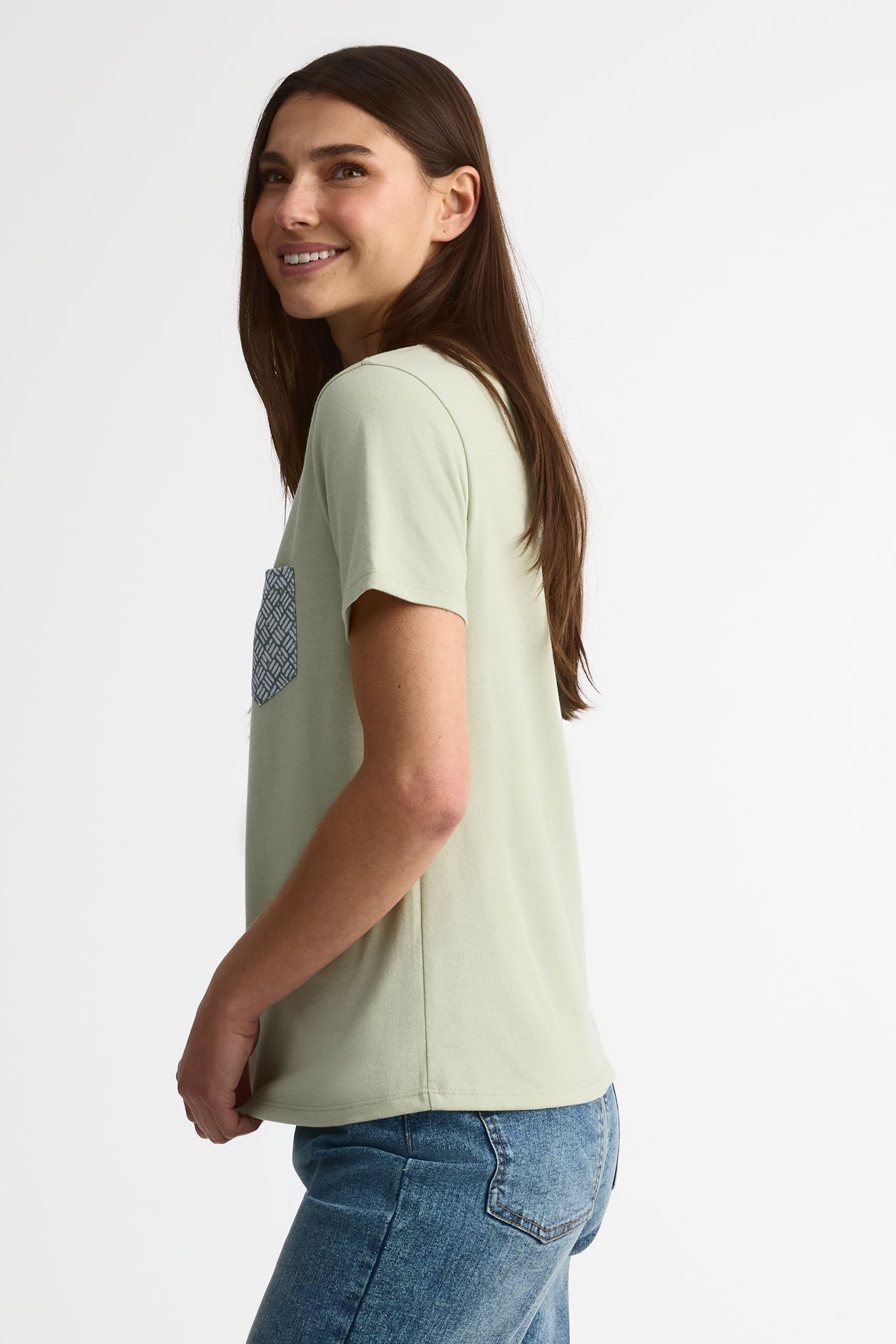 Chandail manches courtes en jersey coton 2/30$ - Femme && VERT PALE