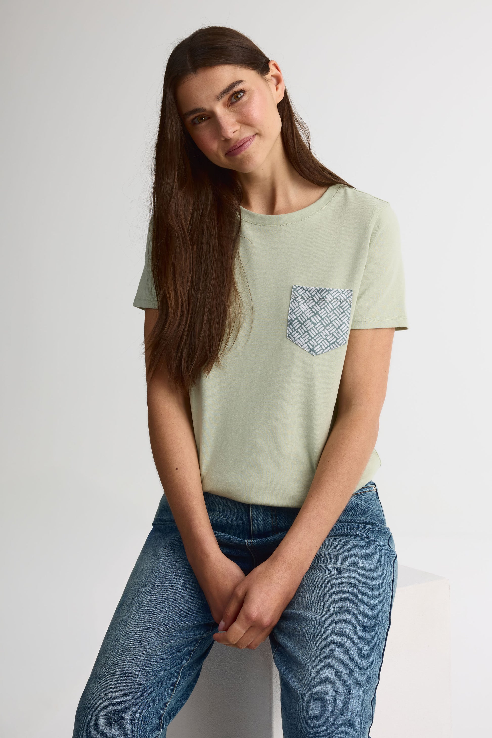 Chandail manches courtes en jersey coton 2/30$ - Femme && VERT PALE