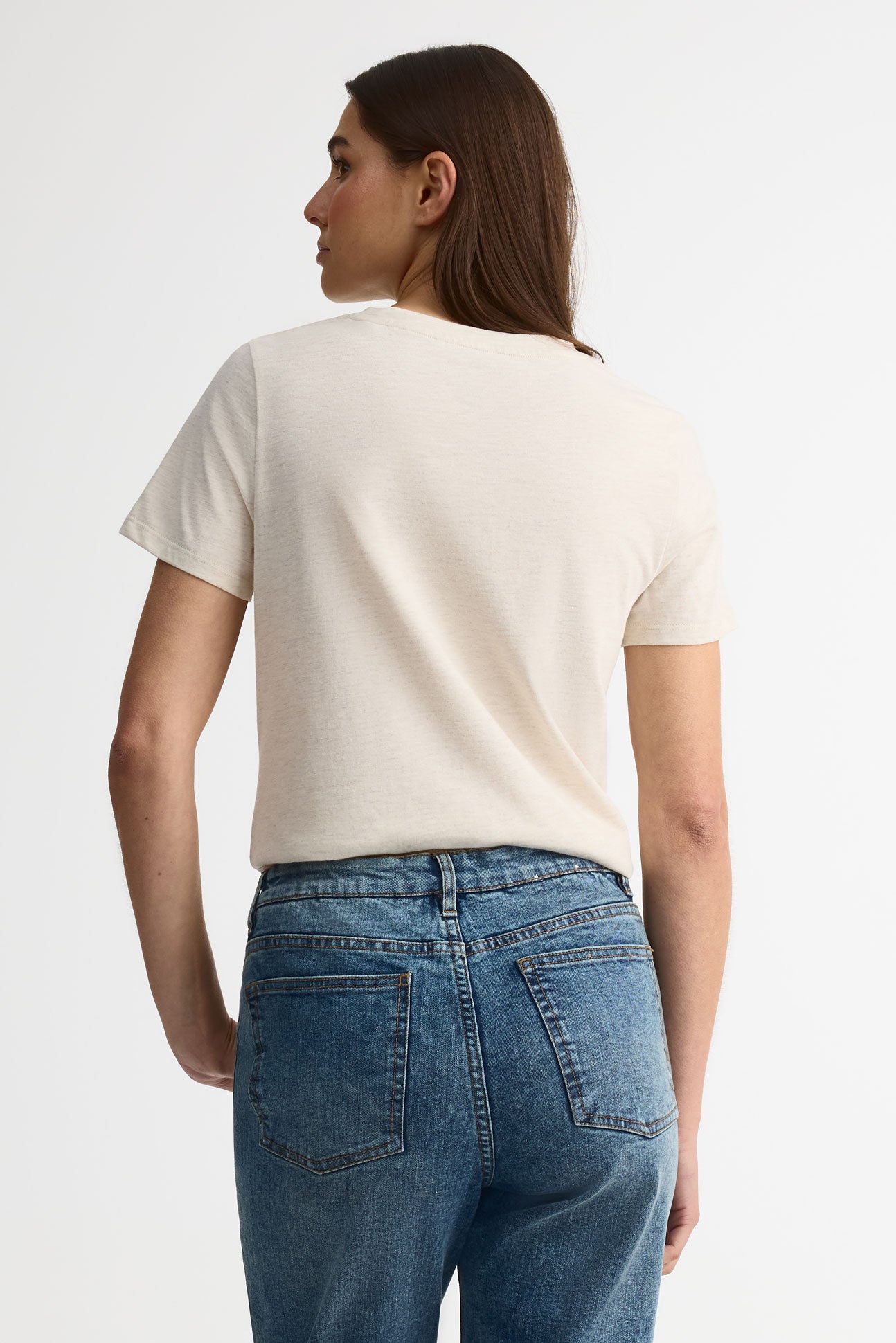 Chandail manches courtes en jersey coton 2/30$ - Femme && OATMEAL