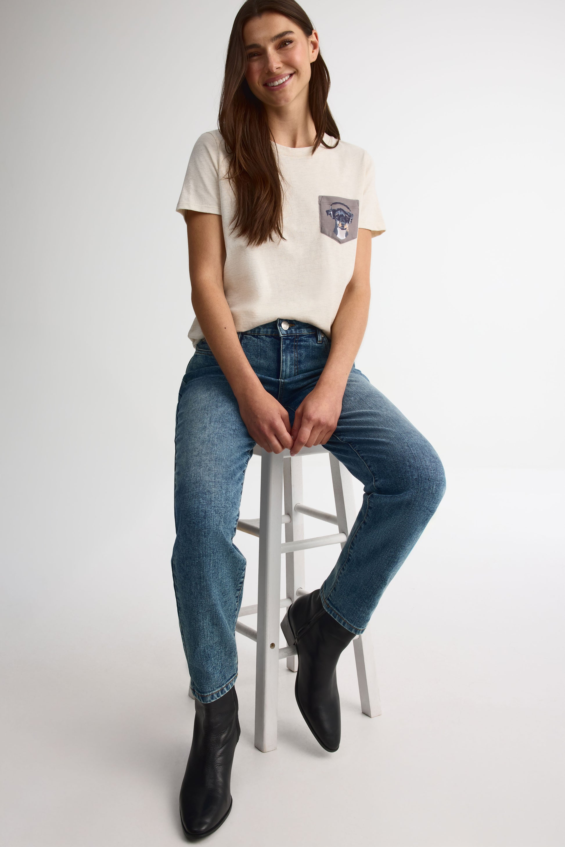 Chandail manches courtes en jersey coton 2/30$ - Femme && OATMEAL