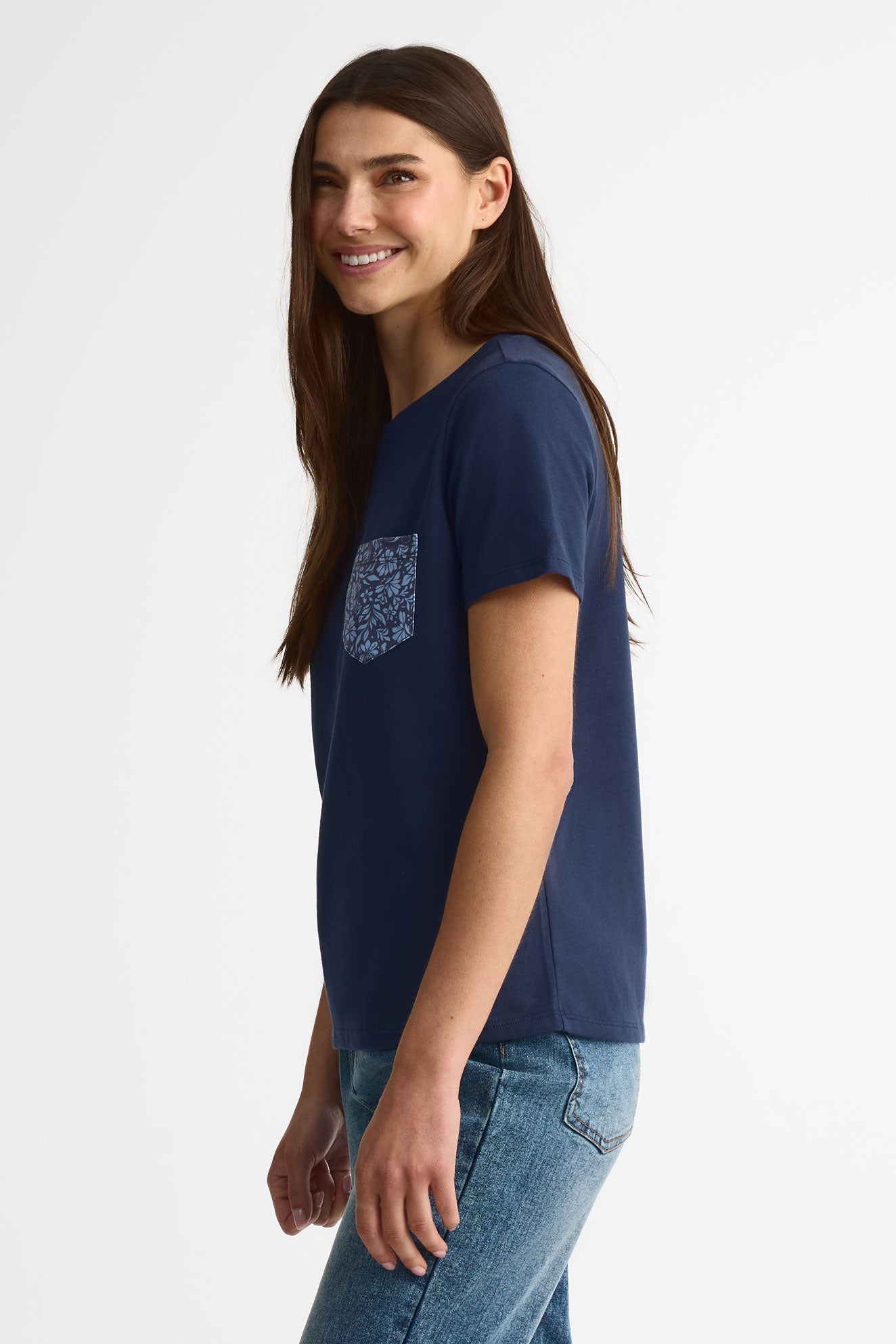 Chandail manches courtes en jersey coton 2/30$ - Femme && MARIN