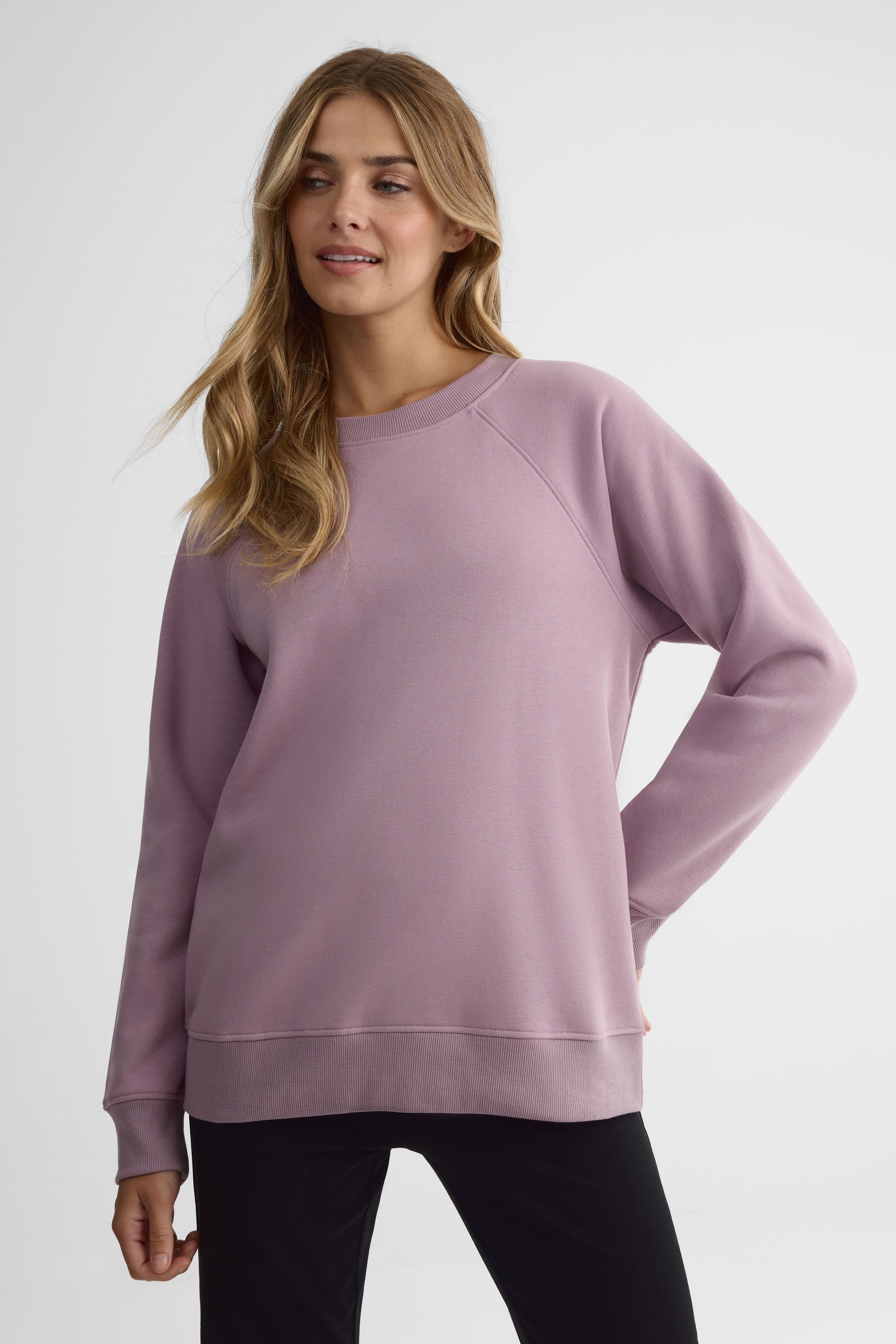 Chandail ouaté raglan à manches longues – Femme && MAUVE