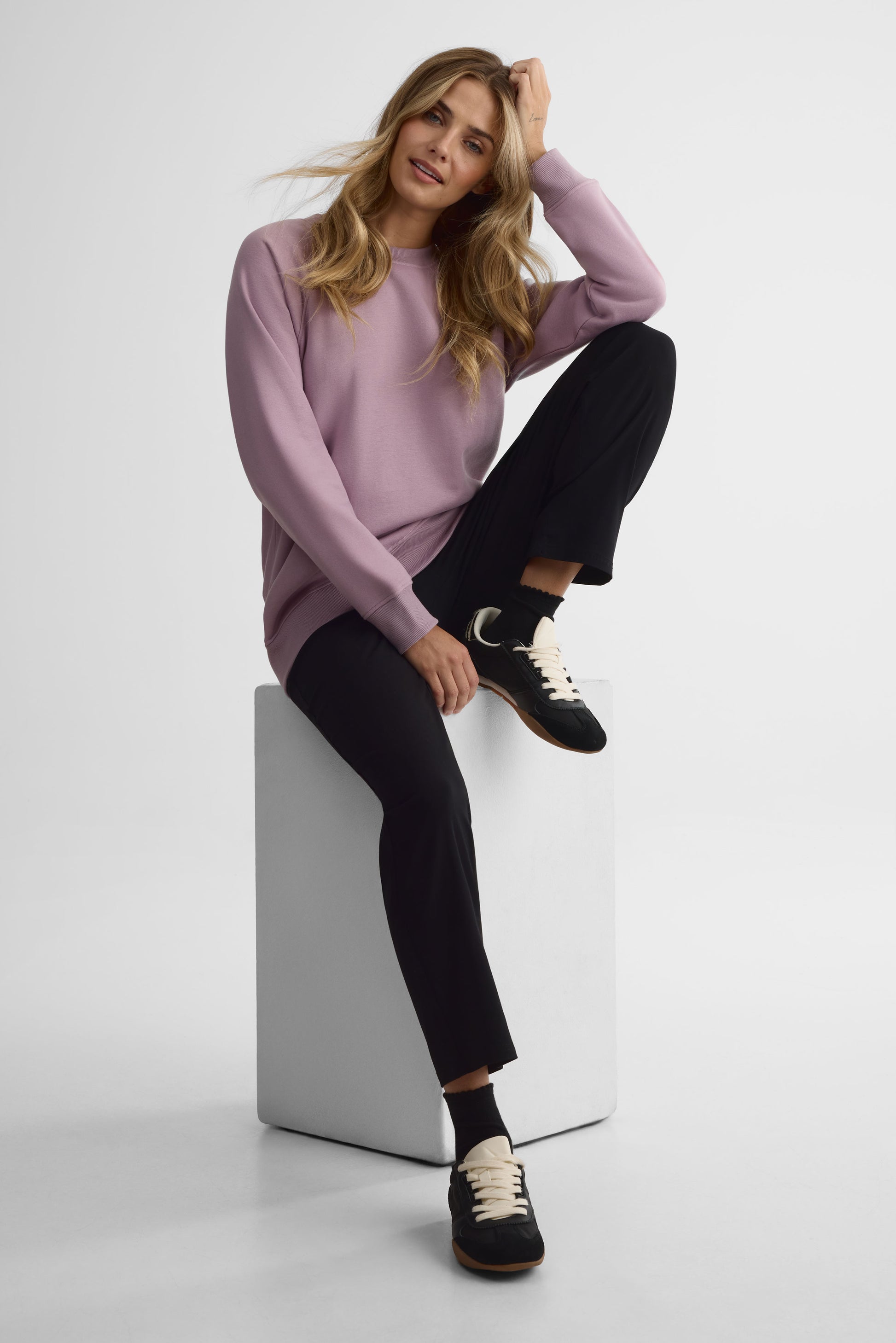 Chandail ouaté raglan à manches longues – Femme && MAUVE