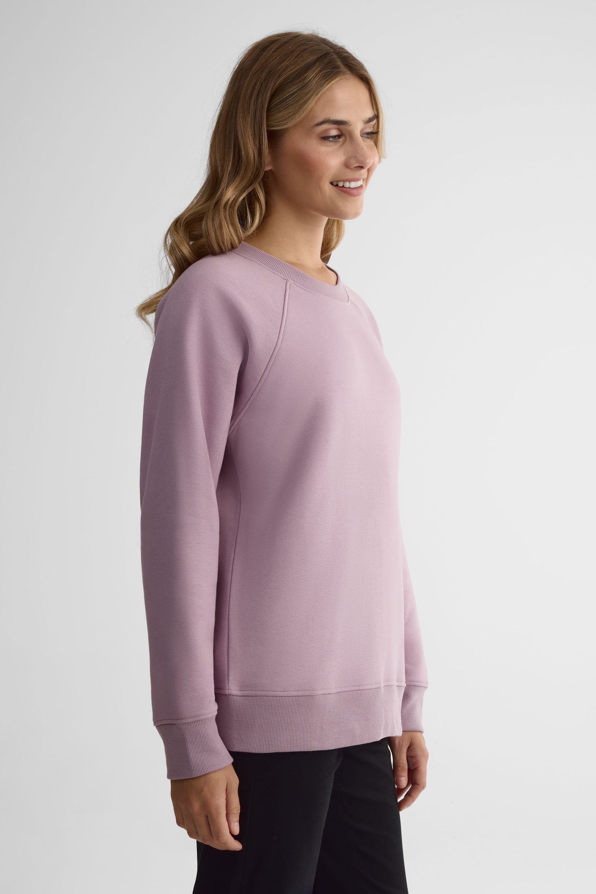 Chandail ouaté raglan à manches longues – Femme && MAUVE