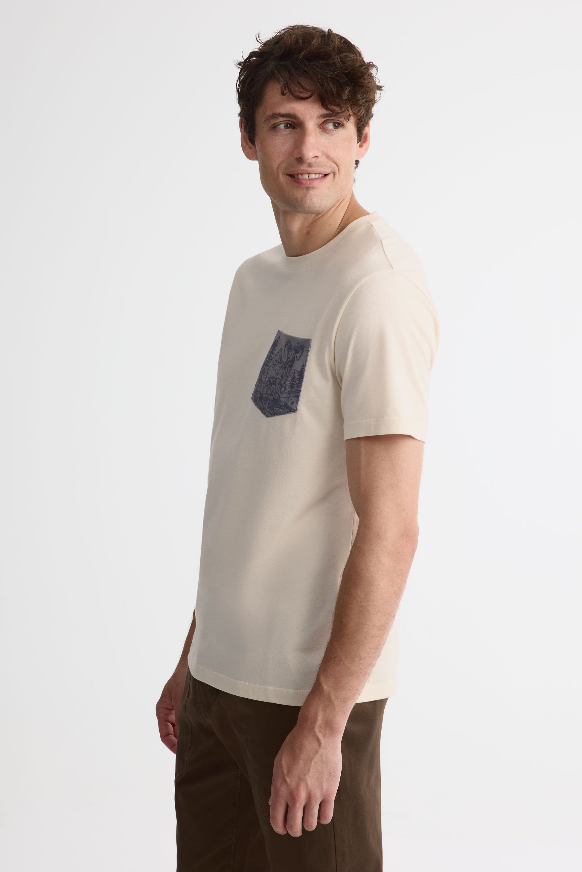 Chandail M/courtes uni avec poche 2/30$ – Homme && BEIGE