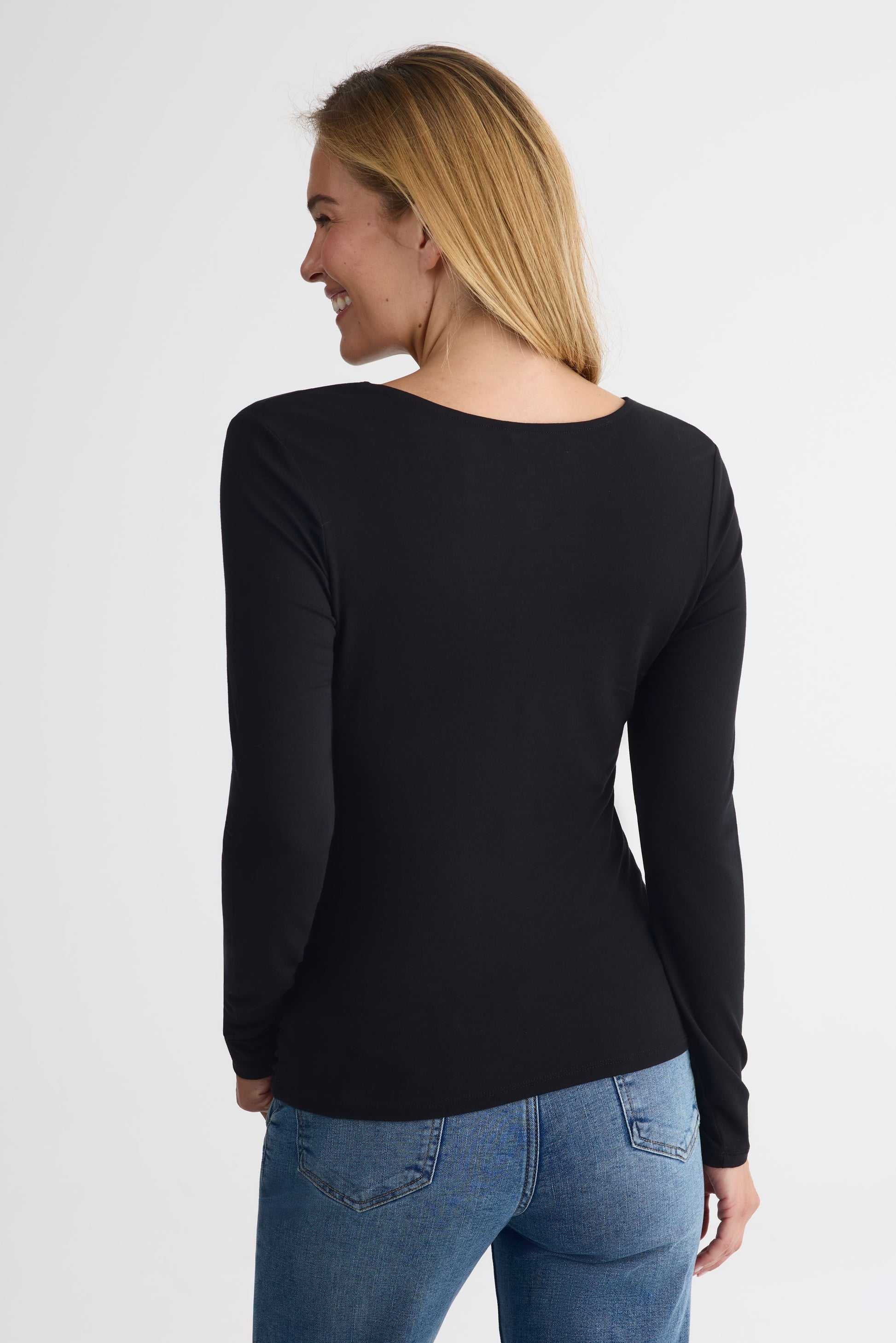 Chandail léger col cache-cœur ajusté – Femme && NOIR