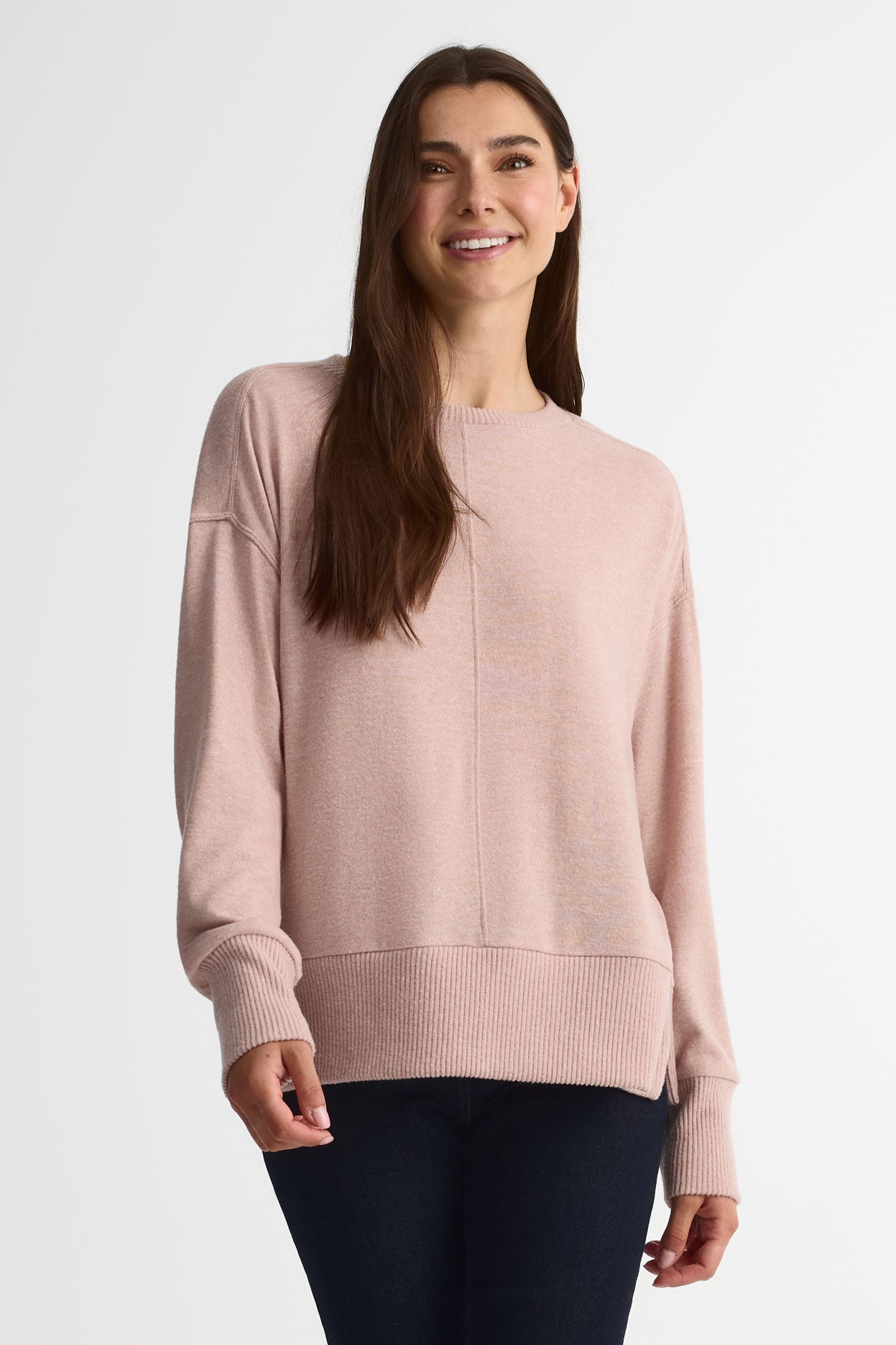 Chandail tricot col rond manches longues – Femme && ROSE