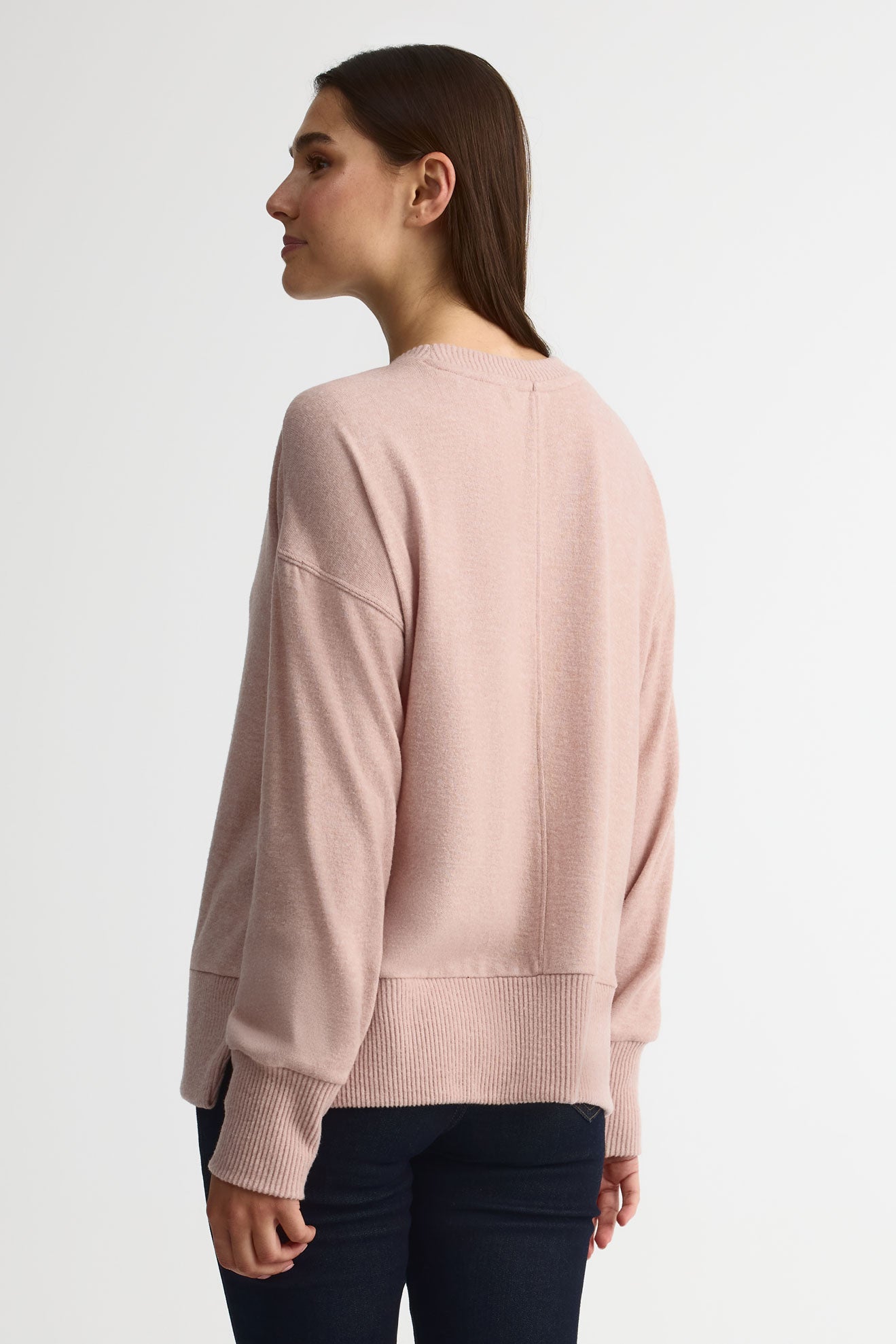 Chandail tricot col rond manches longues – Femme && ROSE