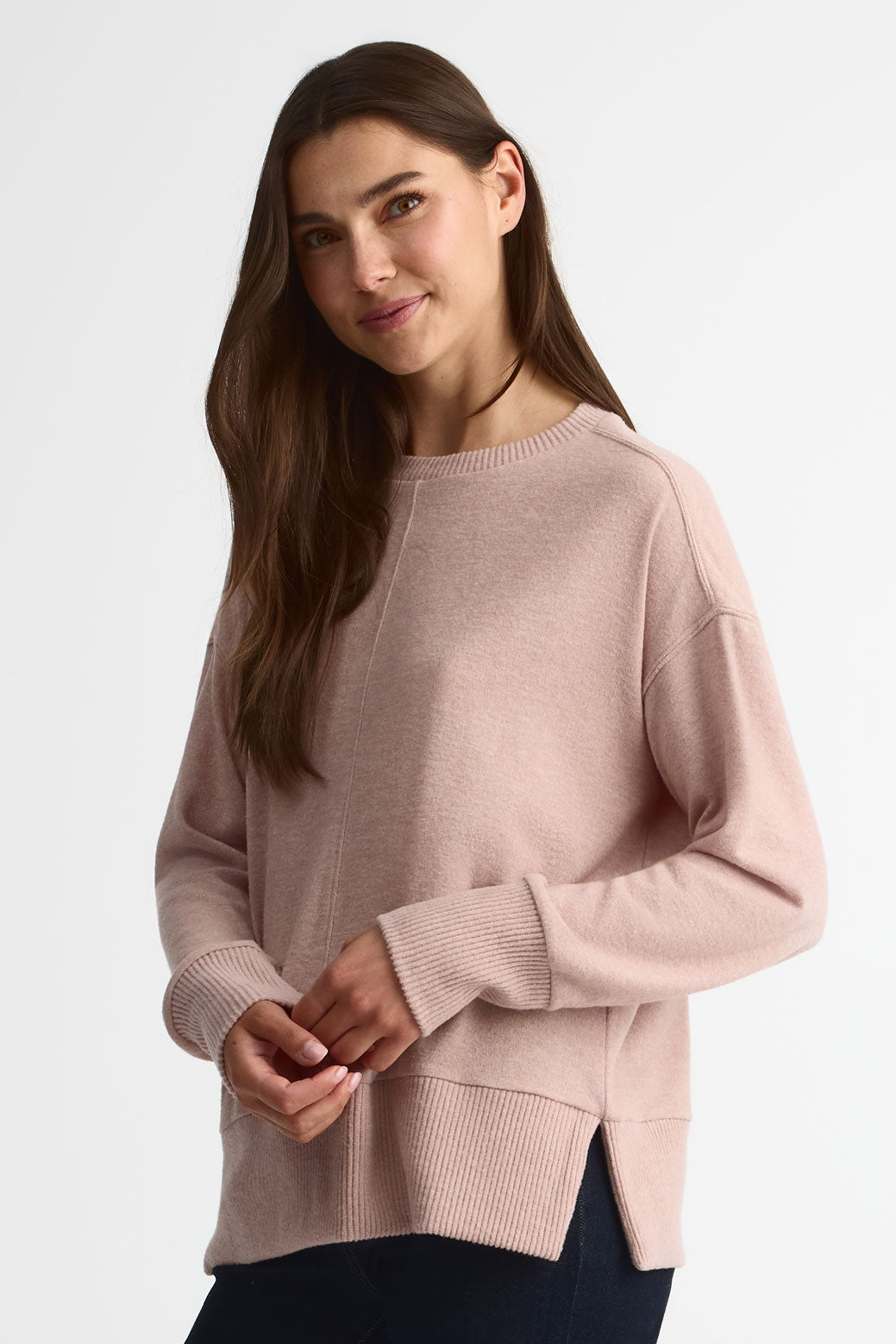Chandail tricot col rond manches longues – Femme && ROSE