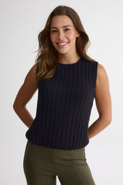 Camisole cropped en tricot – Femme && NOIR