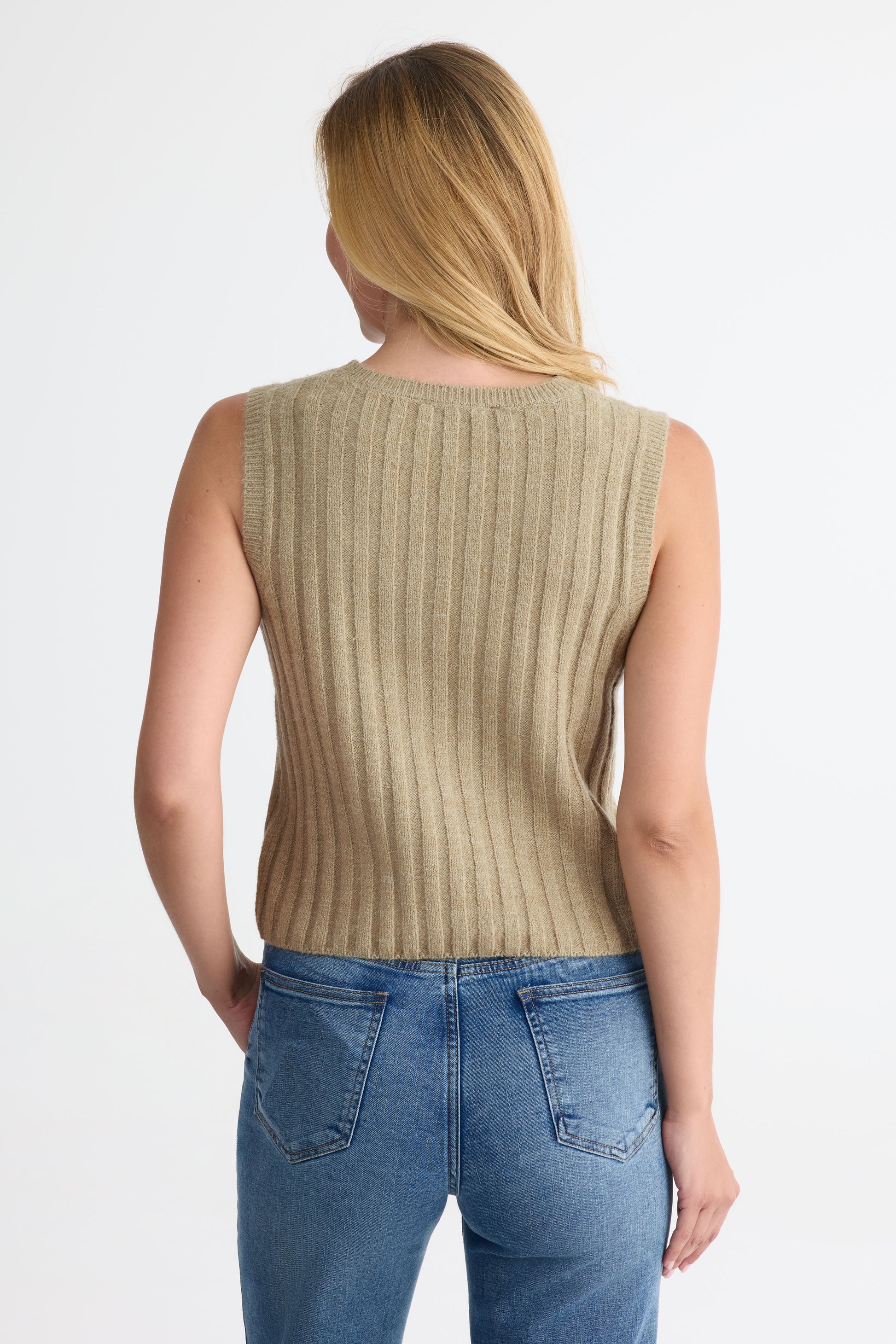 Camisole cropped en tricot – Femme && VERT MIXTE