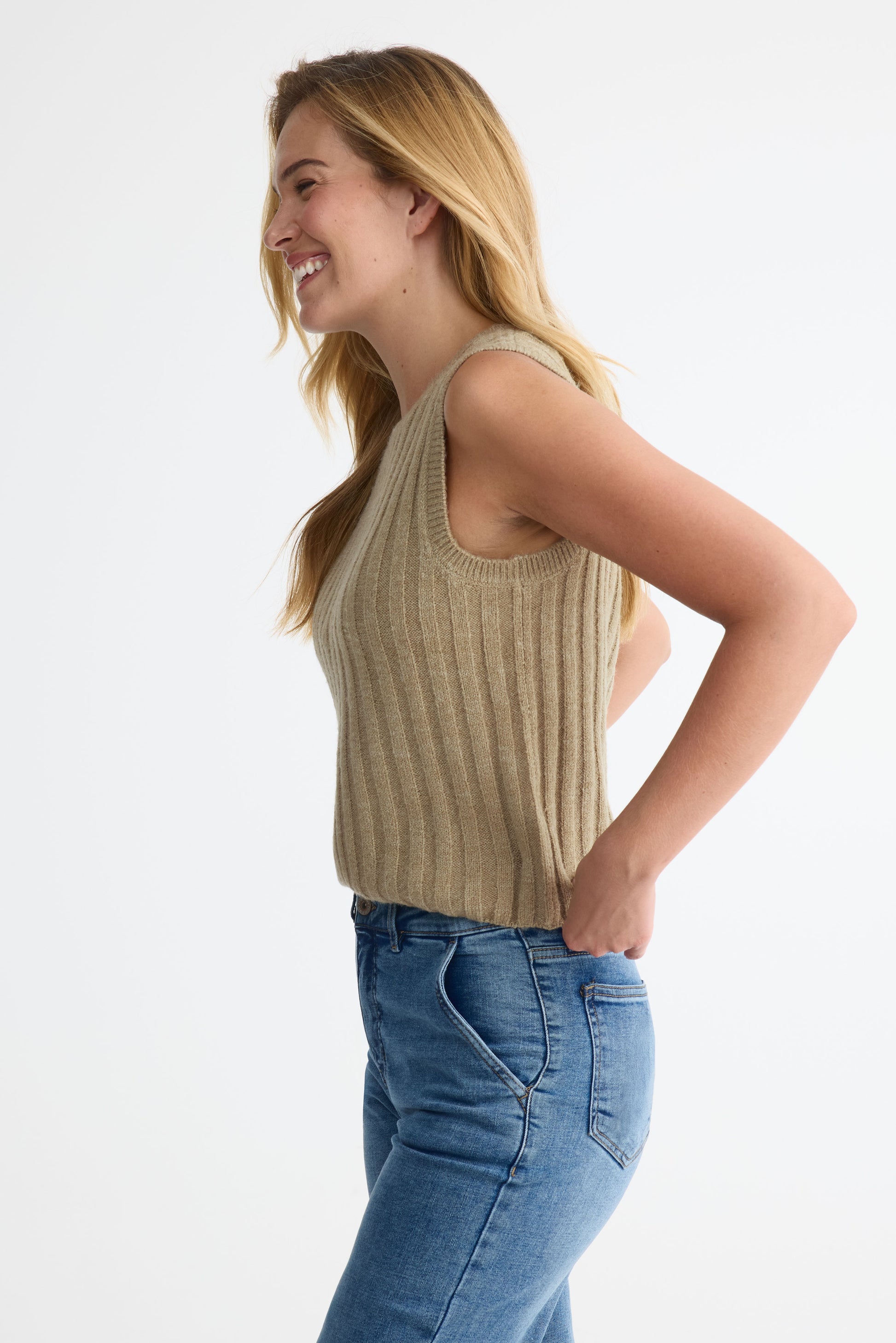 Camisole cropped en tricot – Femme && VERT MIXTE