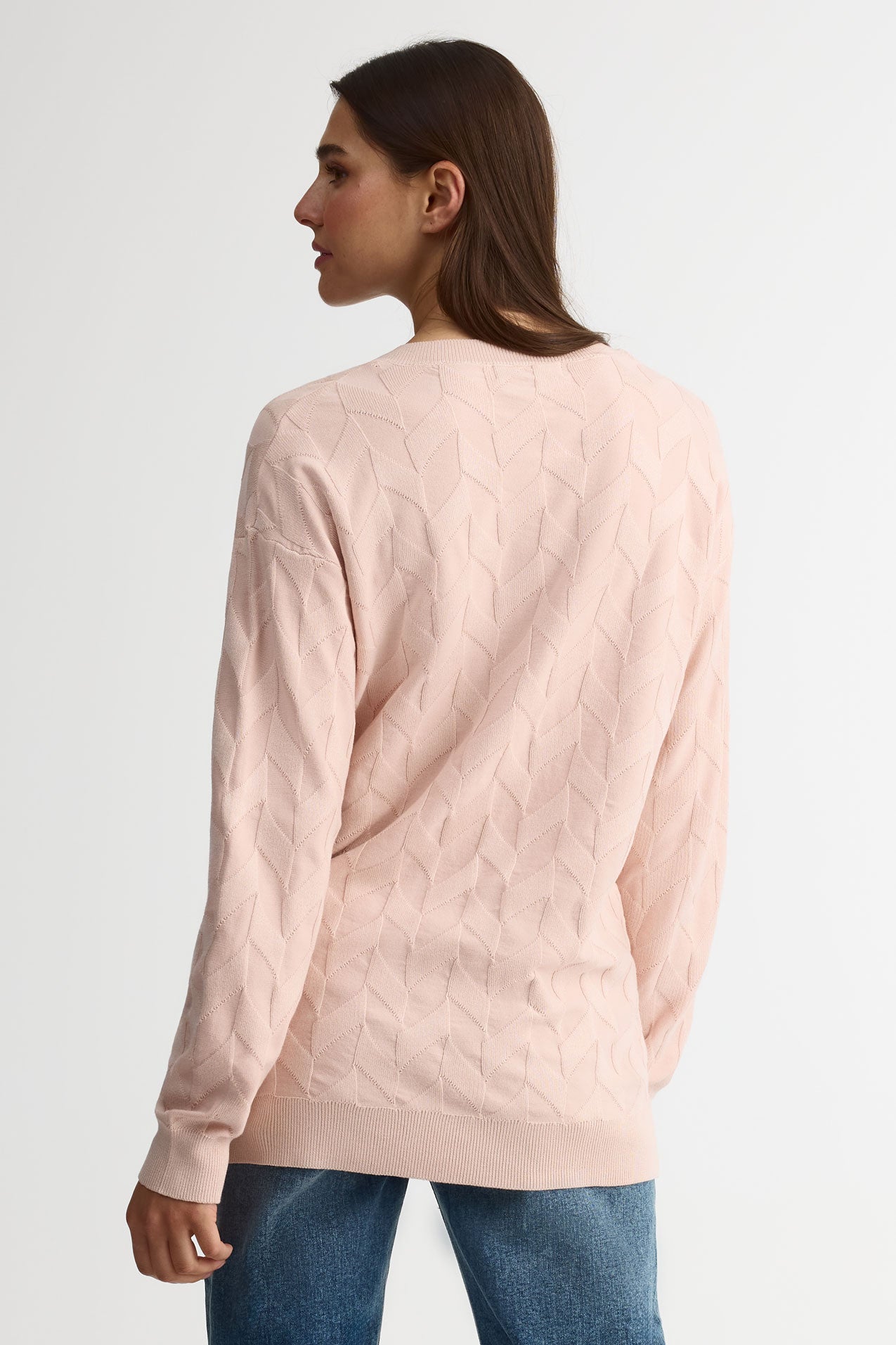 Chandail tricot col V, manches longues – Femme && ROSE