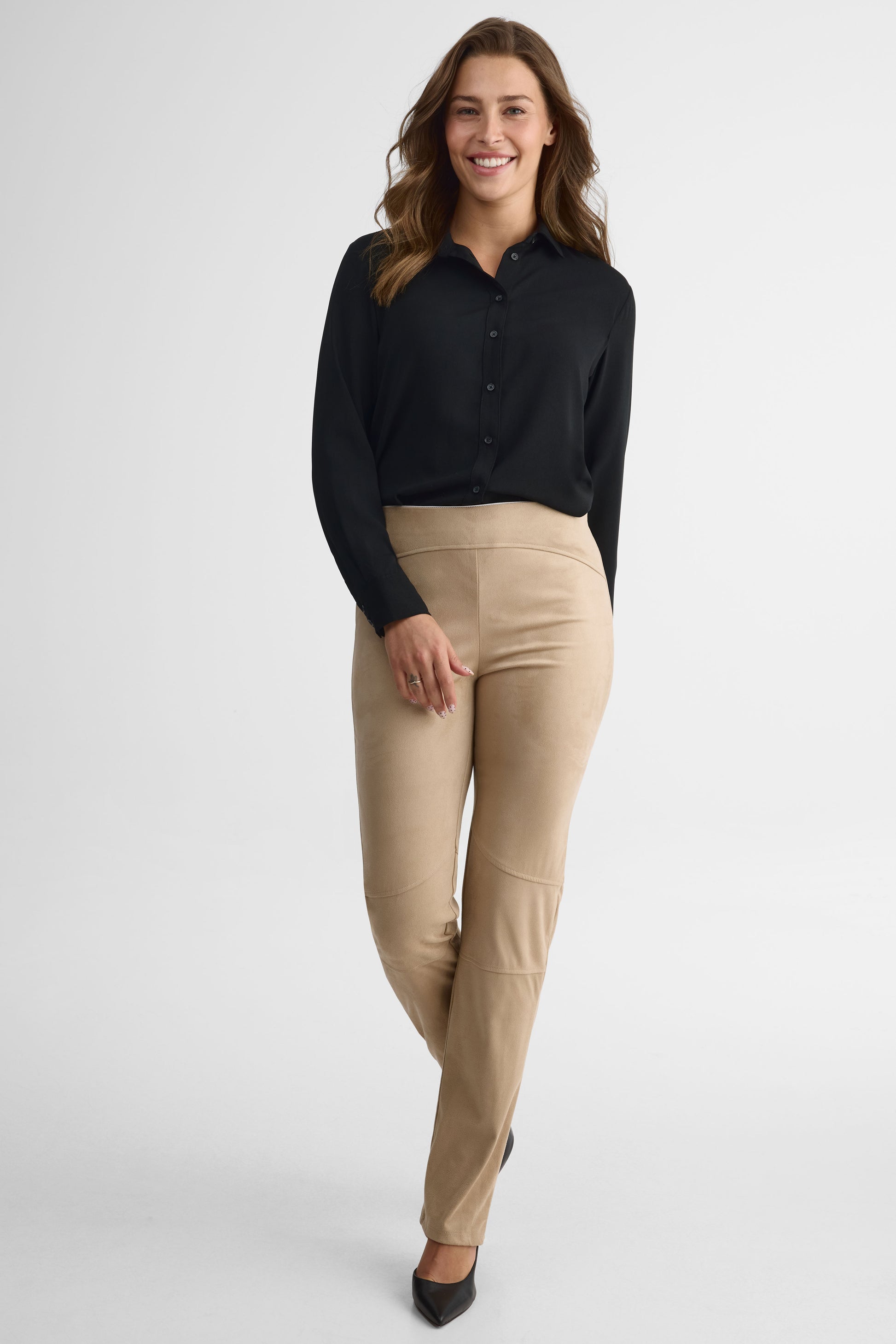 Pantalon Pull On en suède léger – Femme && BRONZÉ